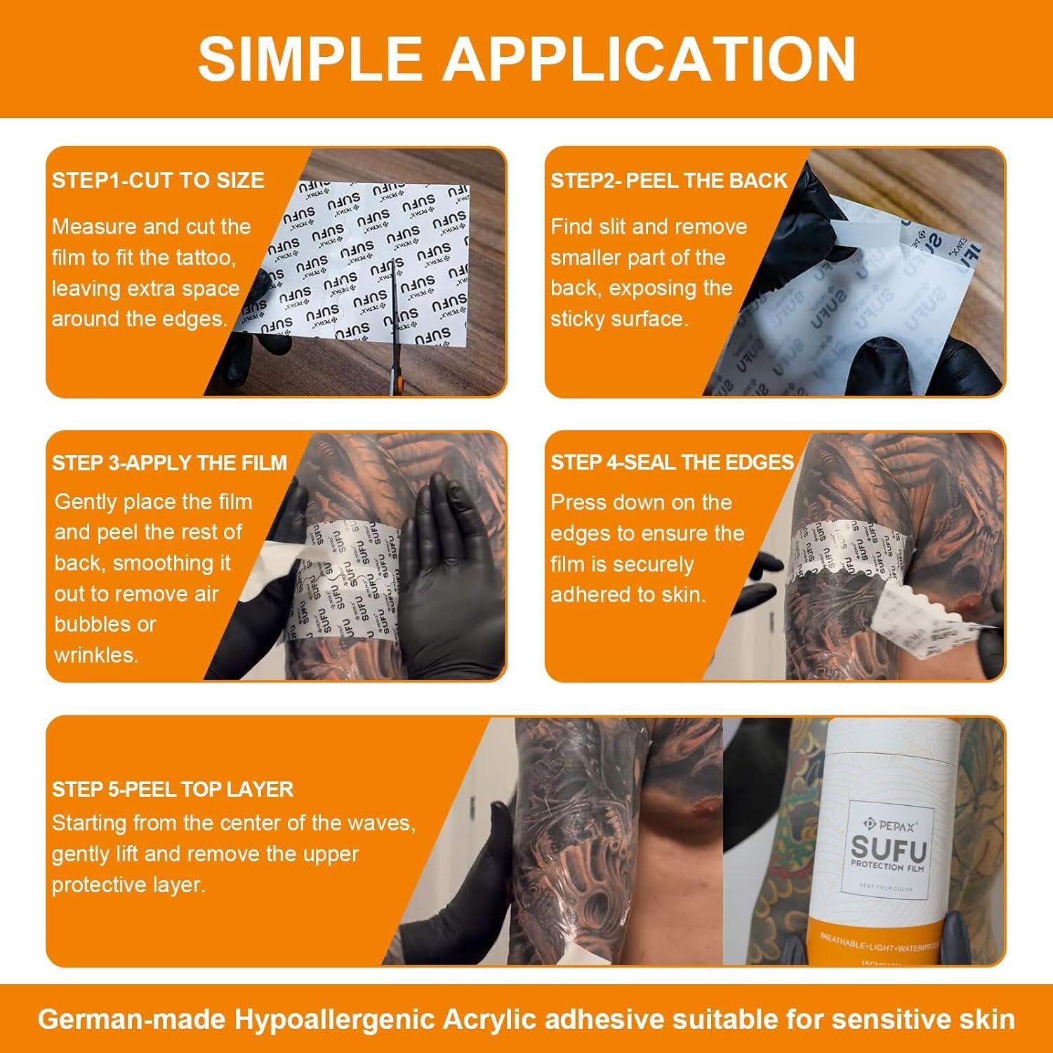 PEPAX SUFU Vendaje para Cuidado de Tatuajes 10 cm x 9.14 m