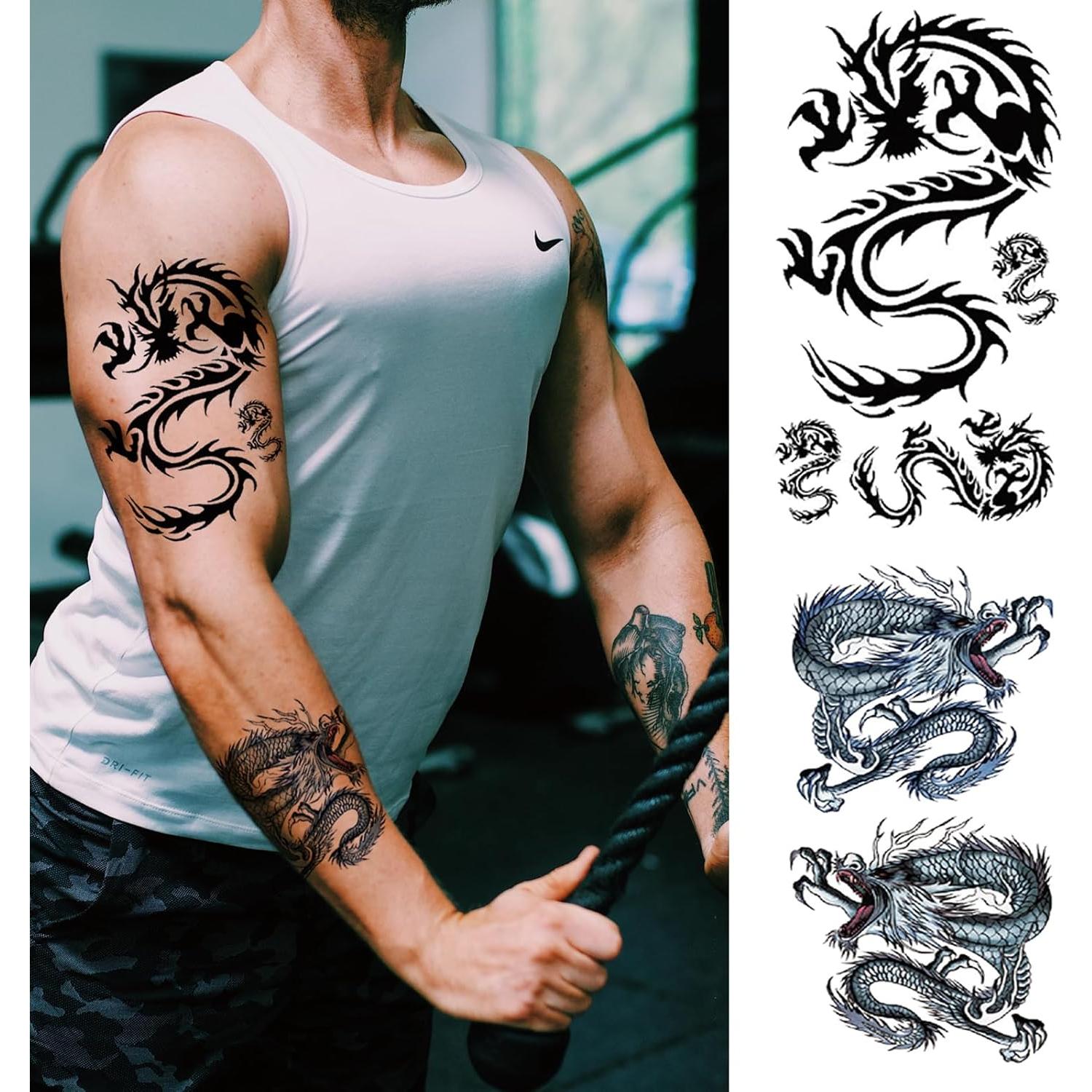 Tatuaje Temporal Dragón Chino Briyhose 8 Hojas 19x9 cm