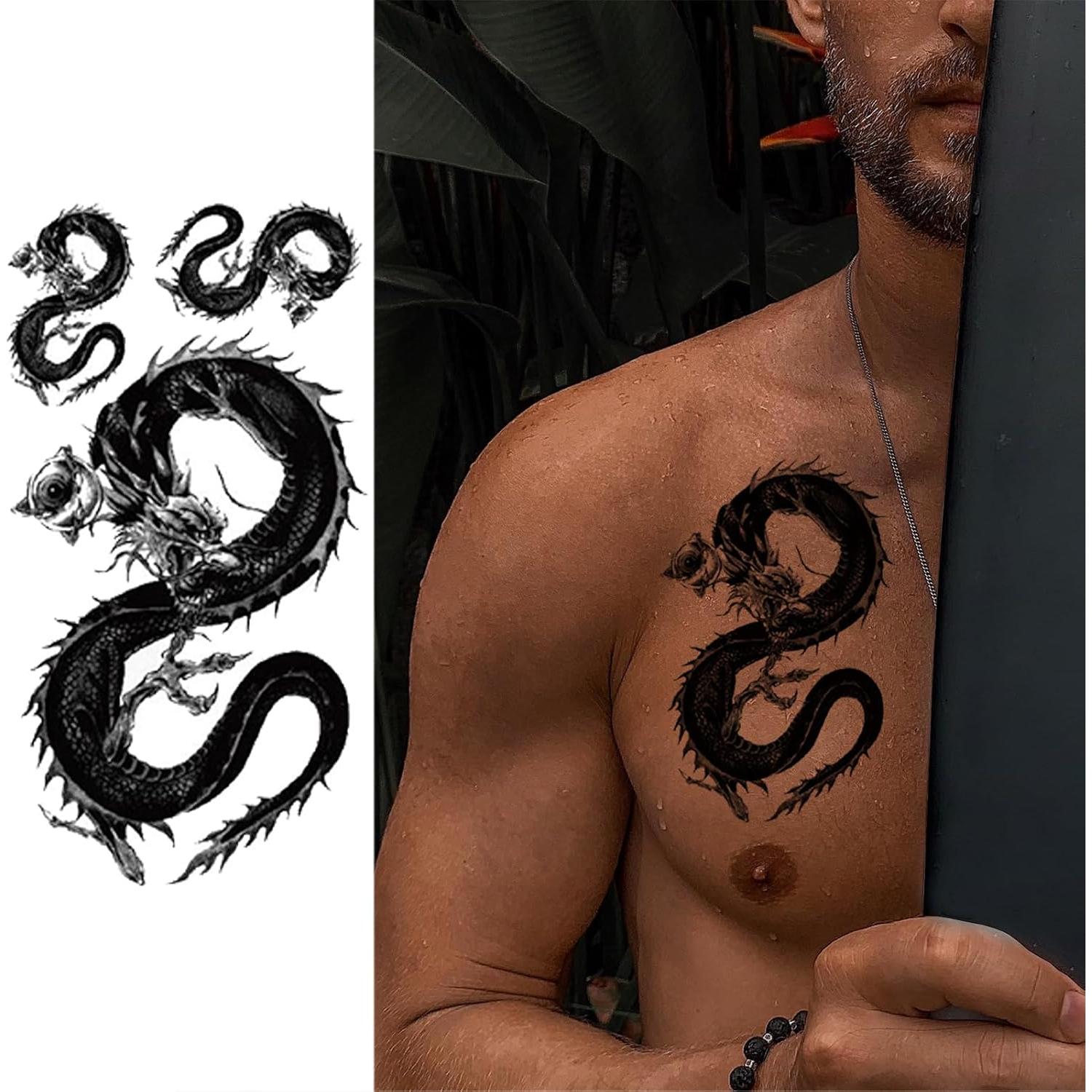 Tatuaje Temporal Dragón Chino Briyhose 8 Hojas 19x9 cm