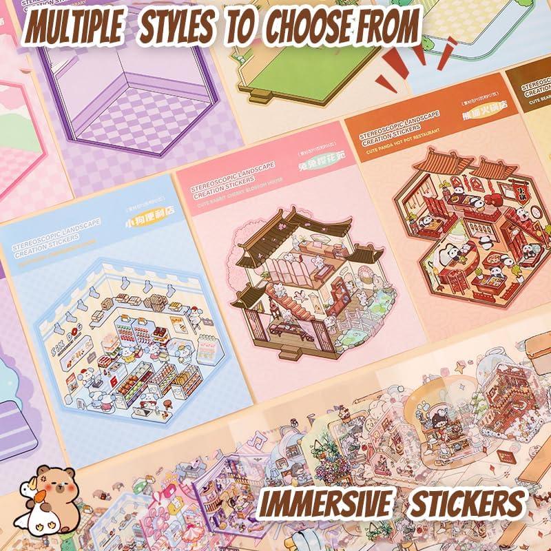 Libro de Stickers 3D WALXINK Azul - 20 Escenas Kawaii