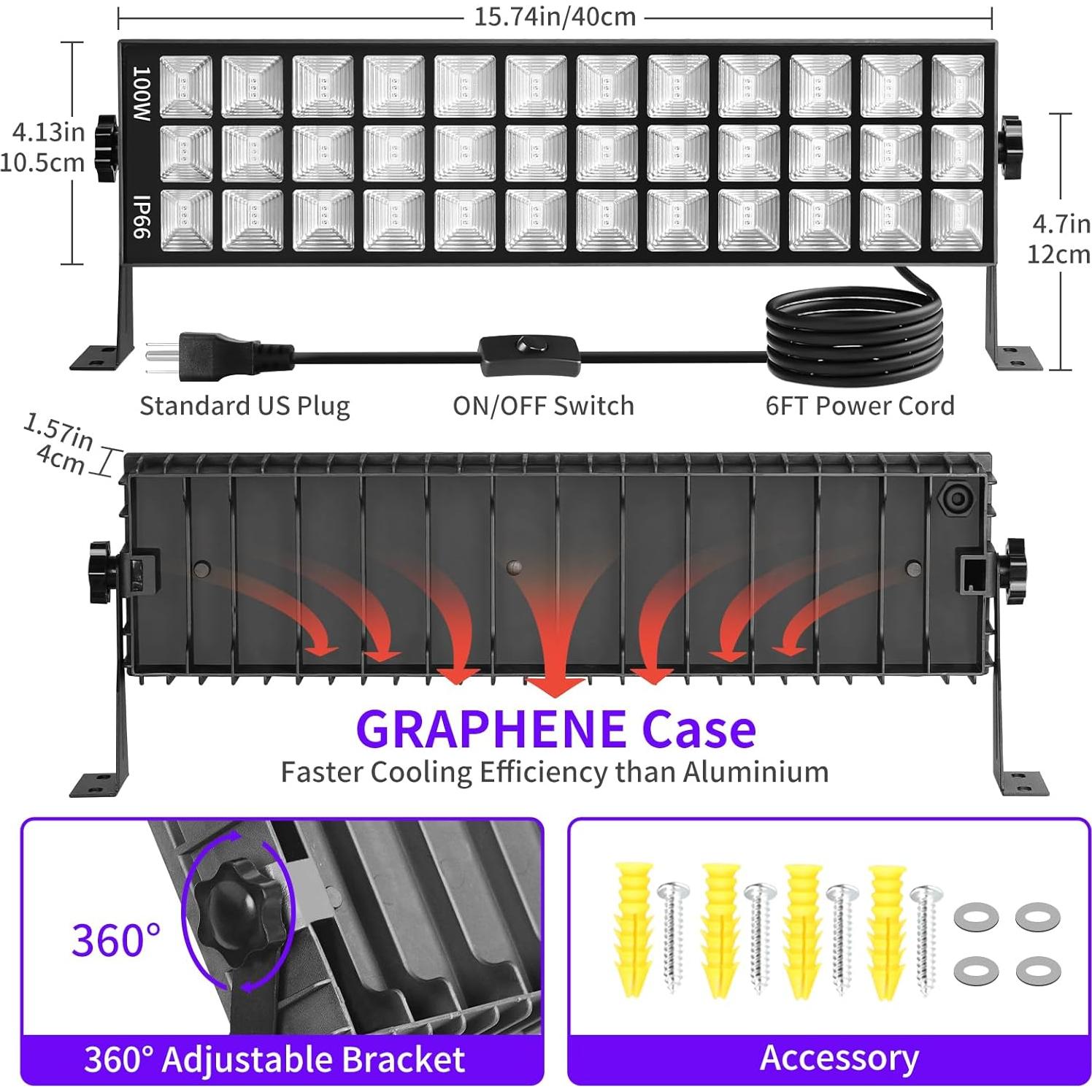 Barra de luz negra LED 100W ISUERFY IP66 a prueba de agua