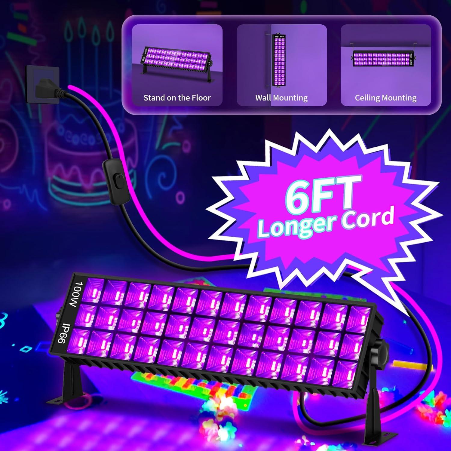 Barra de luz negra LED 100W ISUERFY IP66 a prueba de agua