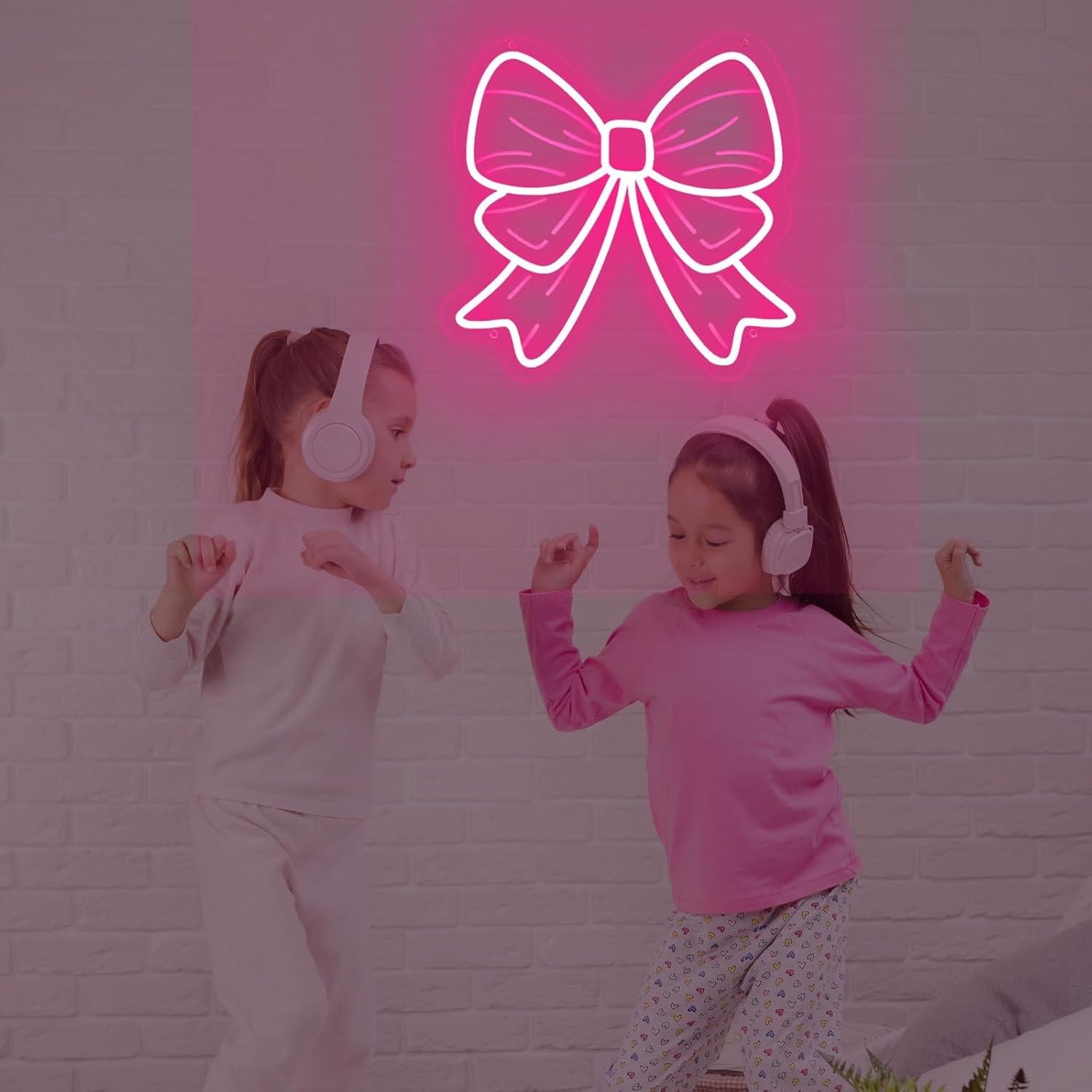 Letrero de Neón LED Rosa con Lazo para Decoración de Habitaciones