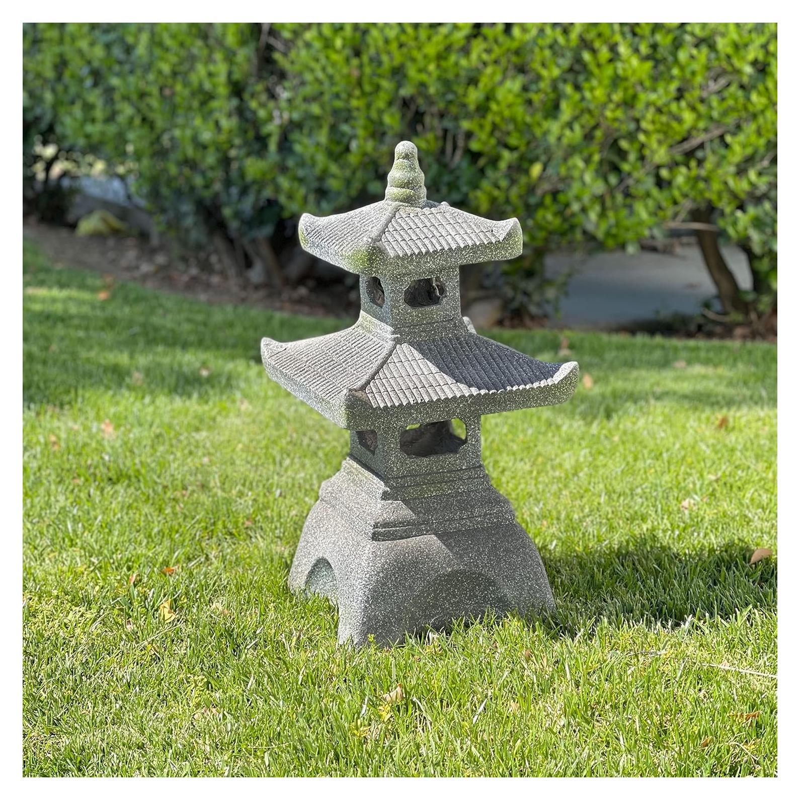 Estatua de Jardín Pagoda LED Solar Galt International 66 cm Gris
