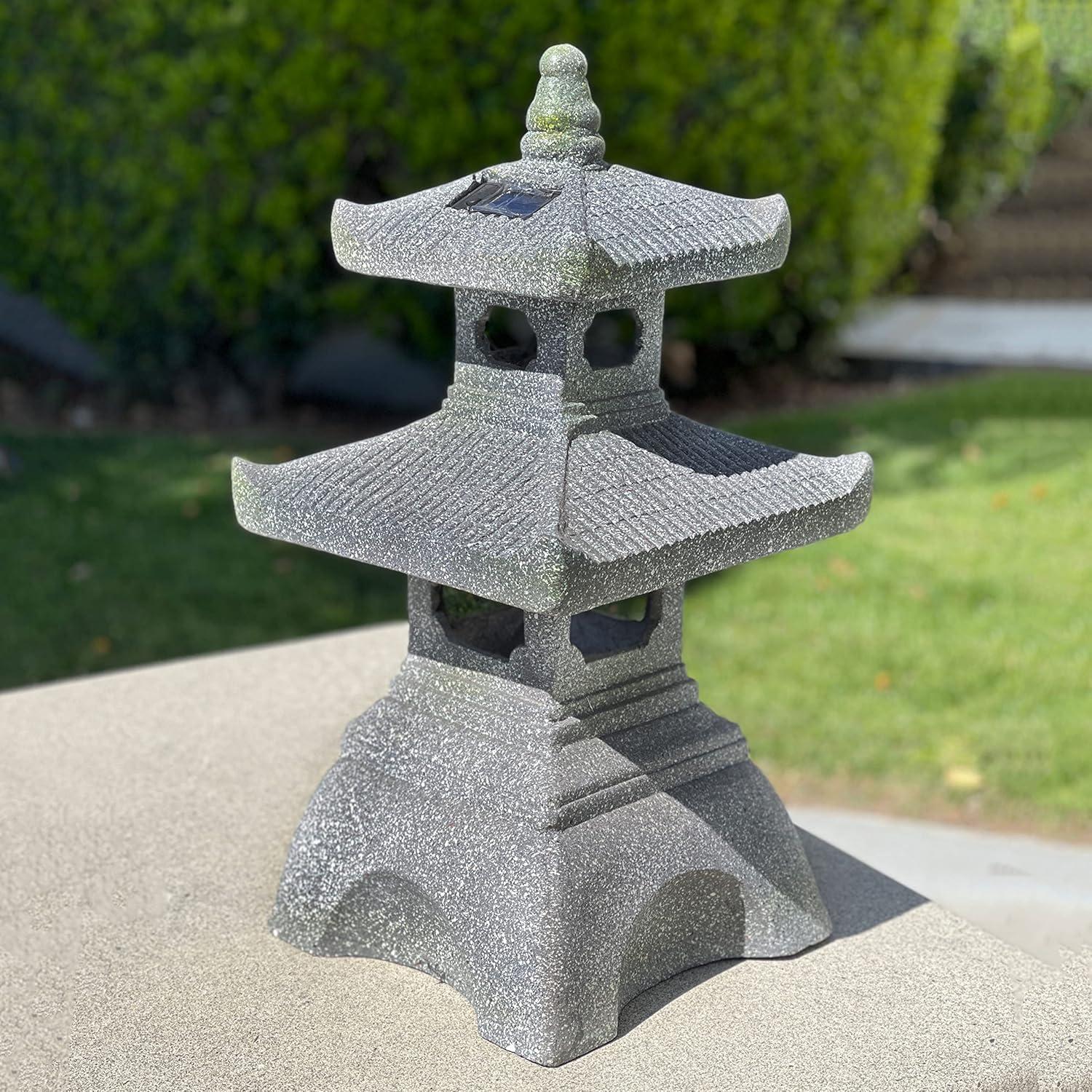 Estatua de Jardín Pagoda LED Solar Galt International 66 cm Gris