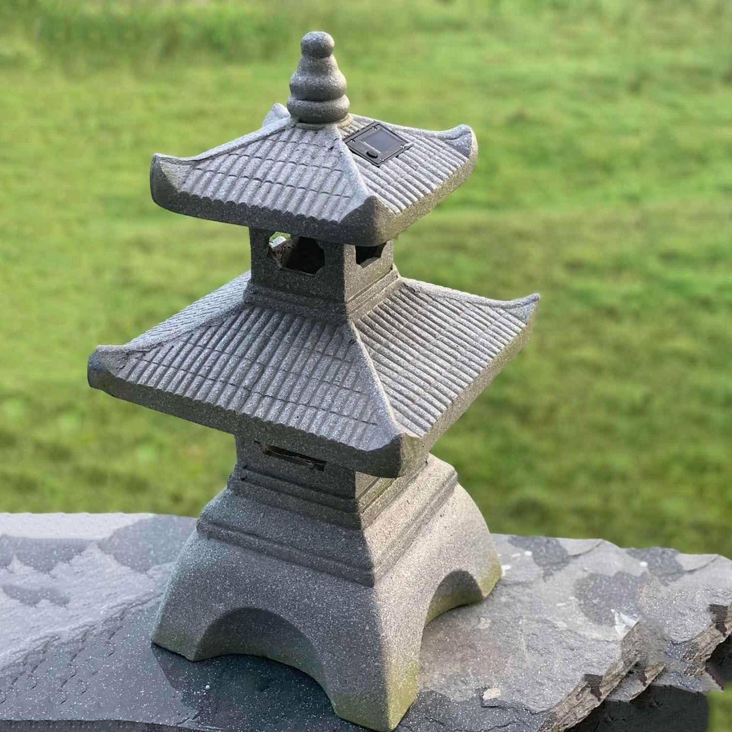Estatua de Jardín Pagoda LED Solar Galt International 66 cm Gris