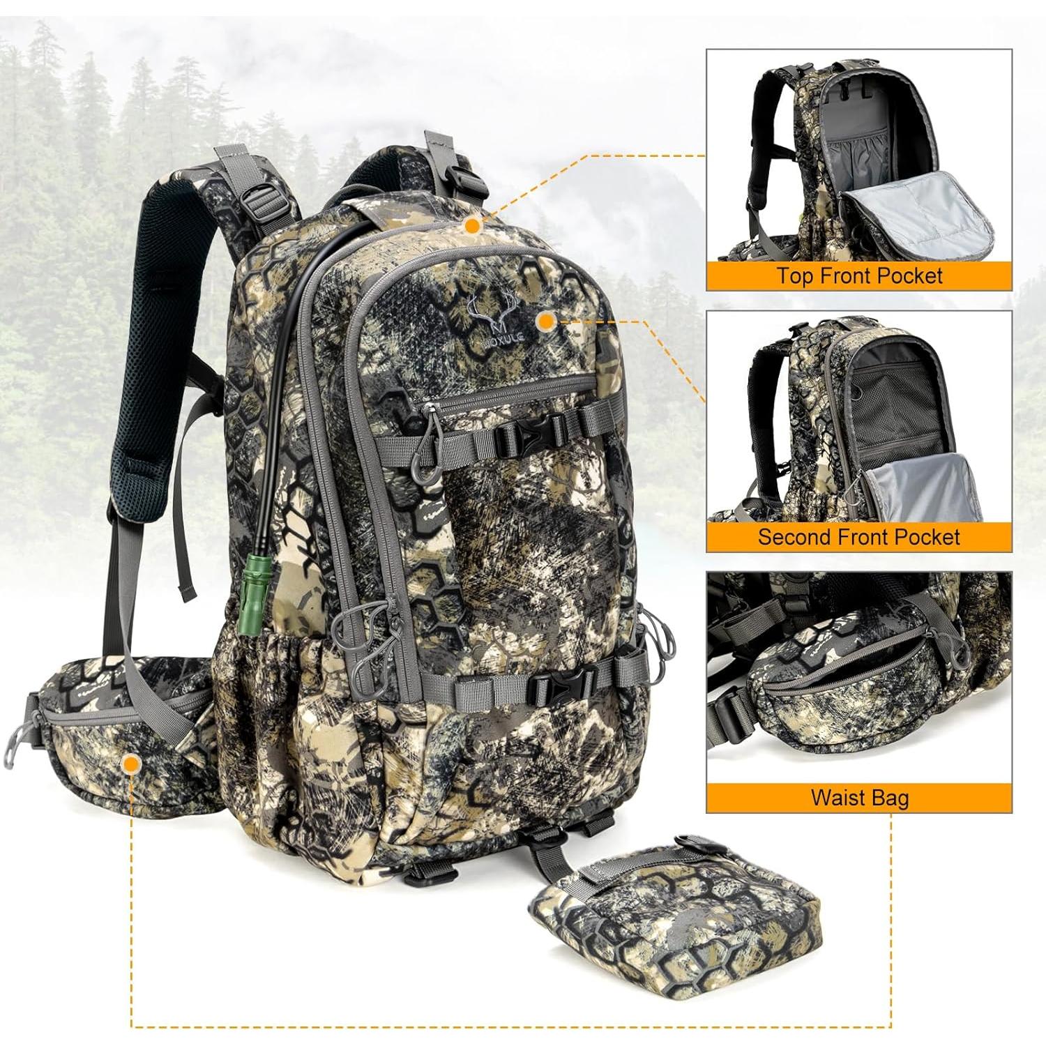 Mochila de Caza MOXULE 25L Impermeable con Funda para Lluvia