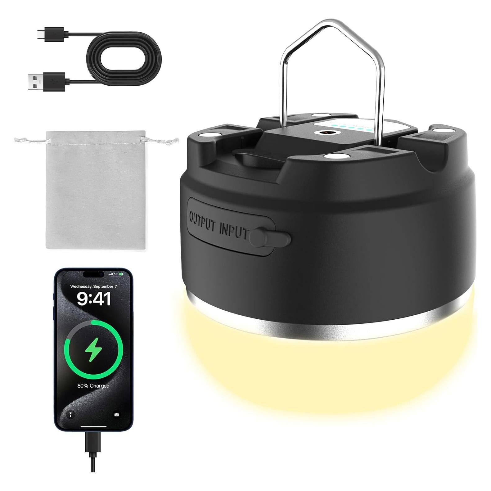 Linterna de Camping LED KOBAIBAN 8000mAh Impermeable 3 Modos