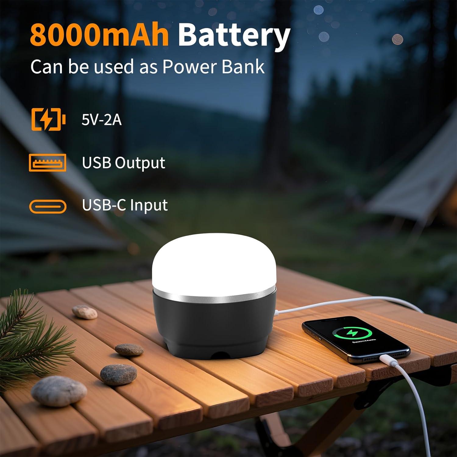 Linterna de Camping LED KOBAIBAN 8000mAh Impermeable 3 Modos