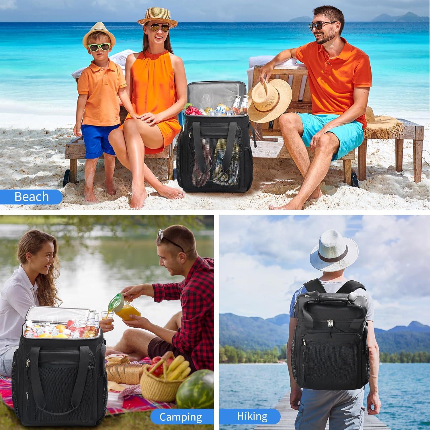 Mochila Cooler Aislada Estarer Grande 35L Negra para Playa