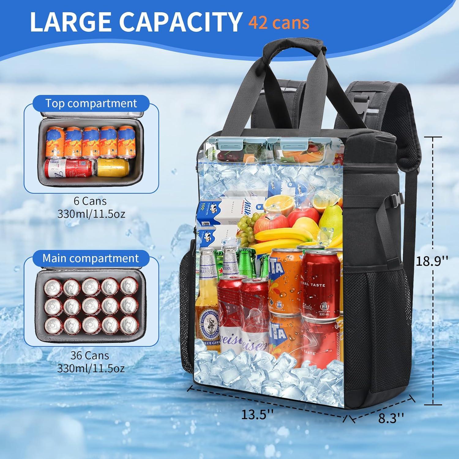 Mochila Cooler Aislada Estarer Grande 35L Negra para Playa