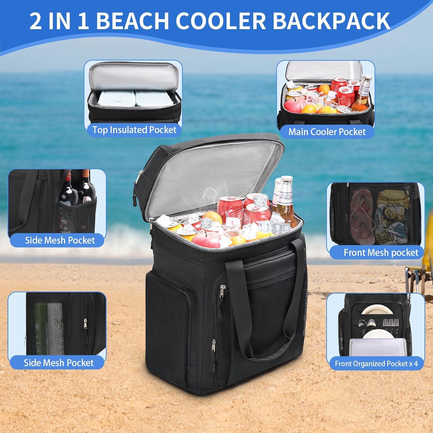 Mochila Cooler Aislada Estarer Grande 35L Negra para Playa