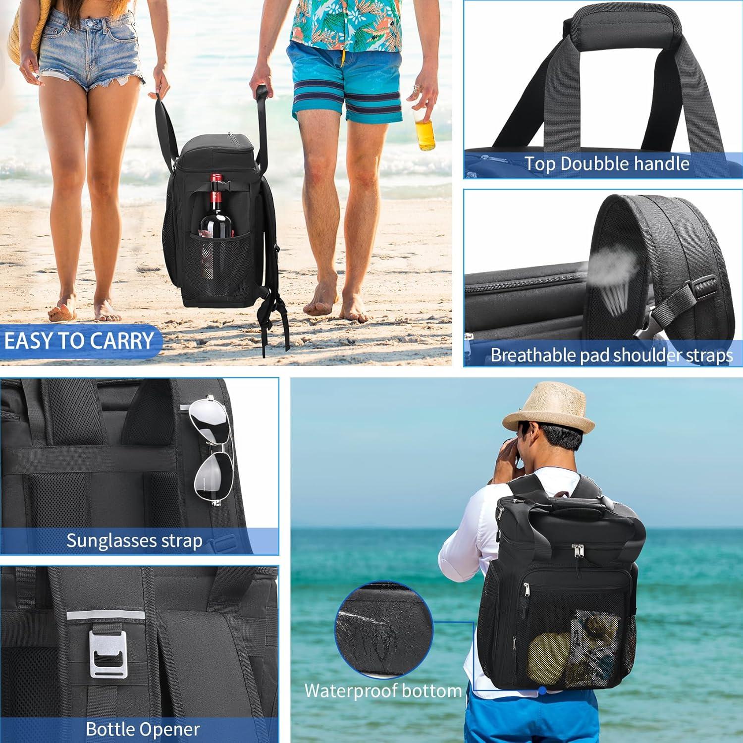 Mochila Cooler Aislada Estarer Grande 35L Negra para Playa