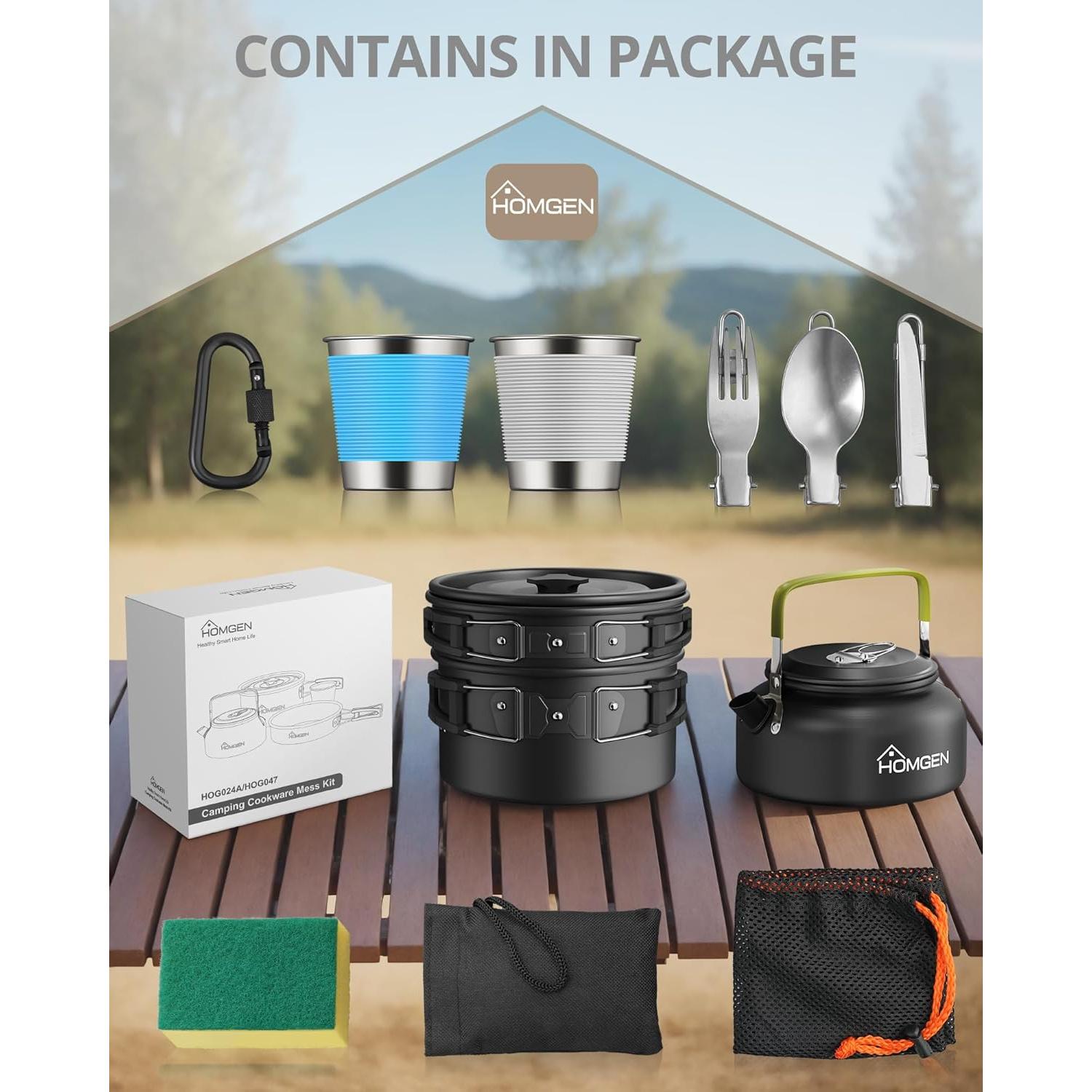 Juego de Utensilios de Cocina Camping HOMGEN 12 Piezas Aluminio