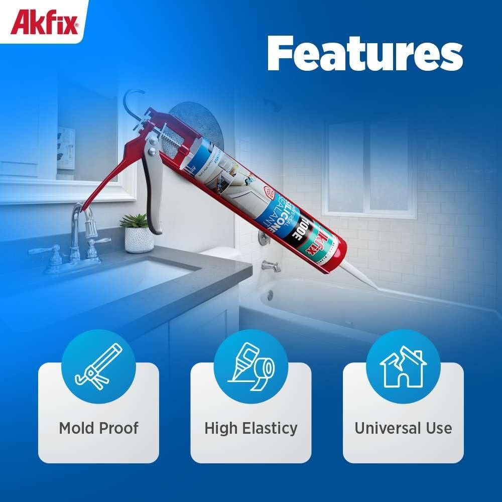 Sellador de Silicona RTV Akfix 100E Transparente 2 Paquete