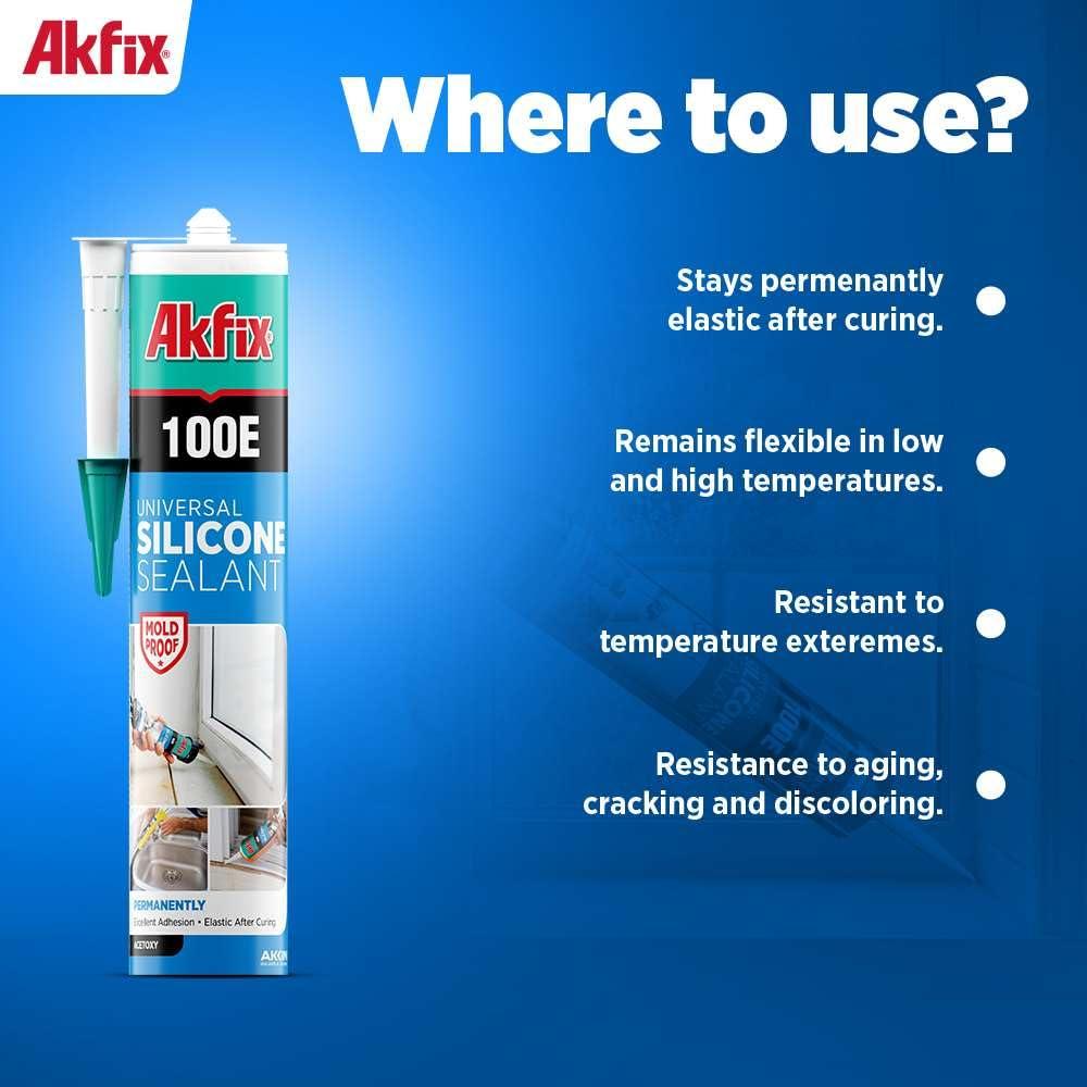 Sellador de Silicona RTV Akfix 100E Transparente 2 Paquete
