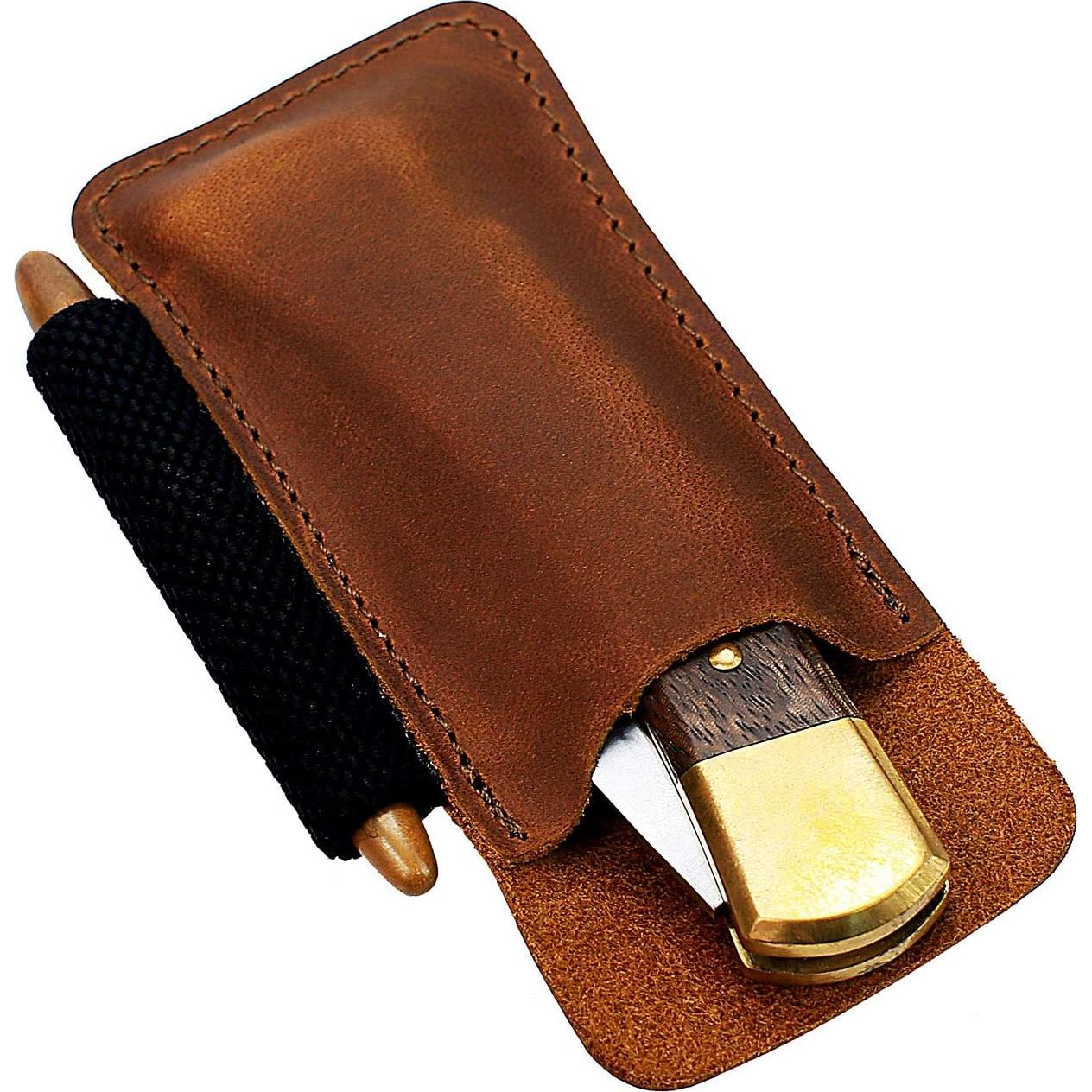 EASYANT Organizador de Piel EDC con Clip para Cinturón Marrón