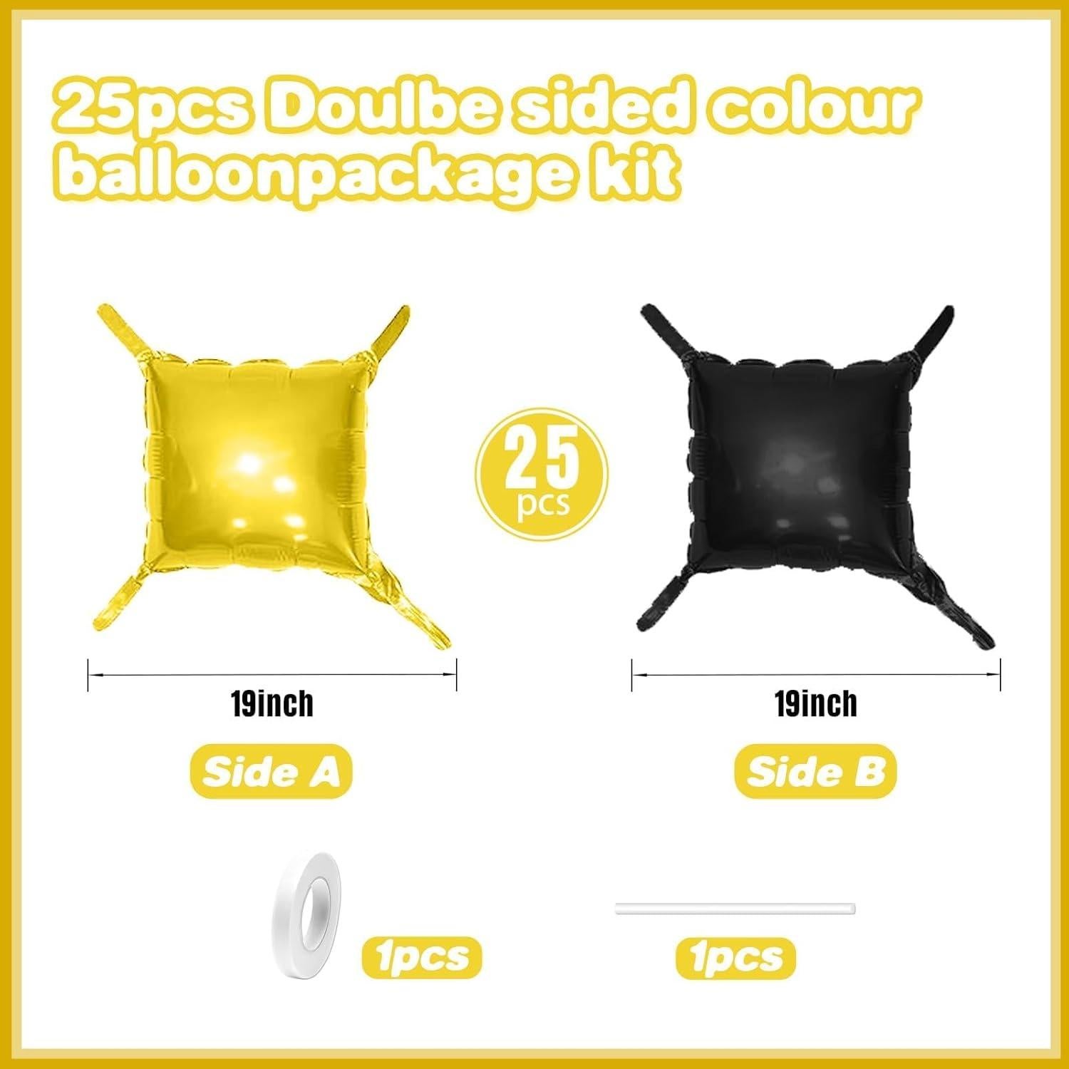 Kit de Globos de Foil Cuadrados Doble Cara FEYG 48 cm Oro Negro