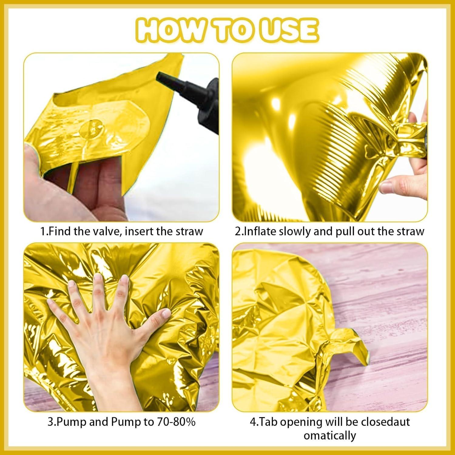 Kit de Globos de Foil Cuadrados Doble Cara FEYG 48 cm Oro Negro