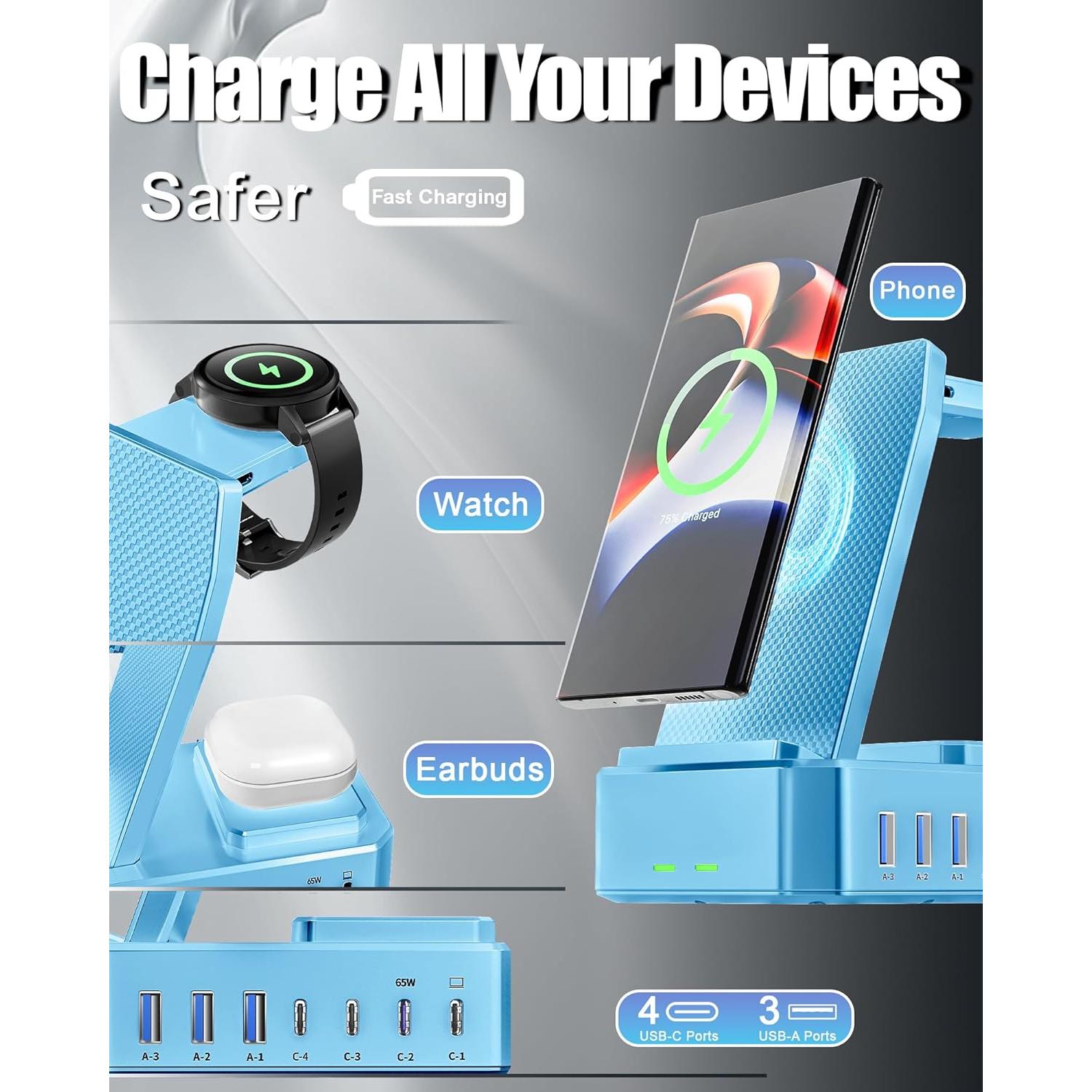 Cargador Inalámbrico 300W Zutspzss 10 en 1 para Samsung