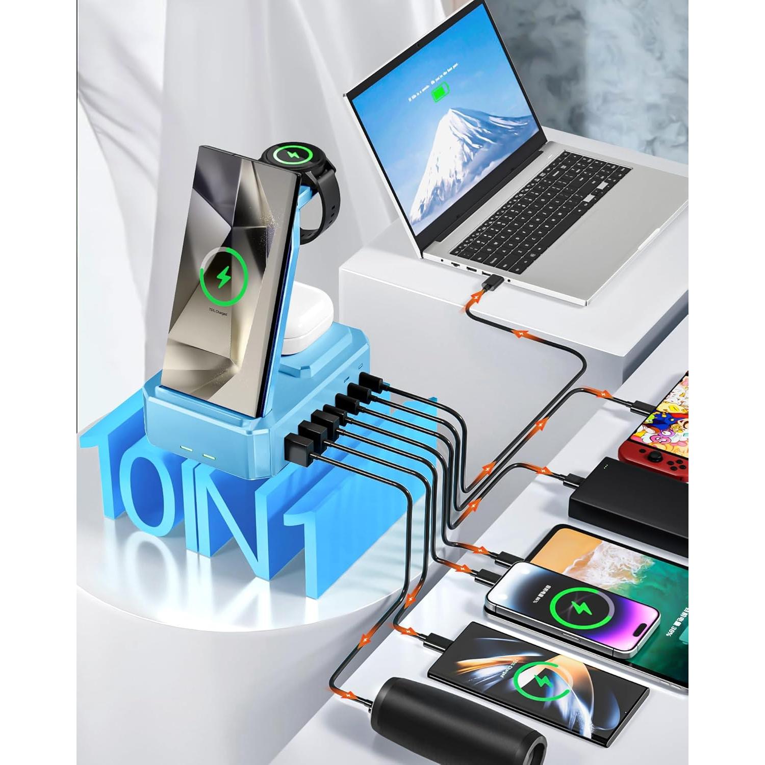 Cargador Inalámbrico 300W Zutspzss 10 en 1 para Samsung