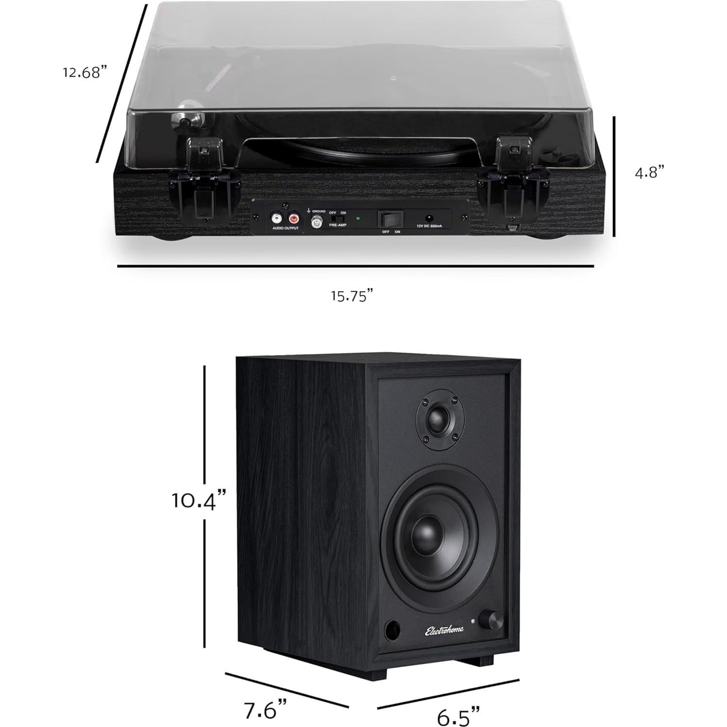 Sistema de Estéreo Tocadiscos Electrohome Montrose + Altavoces 4"