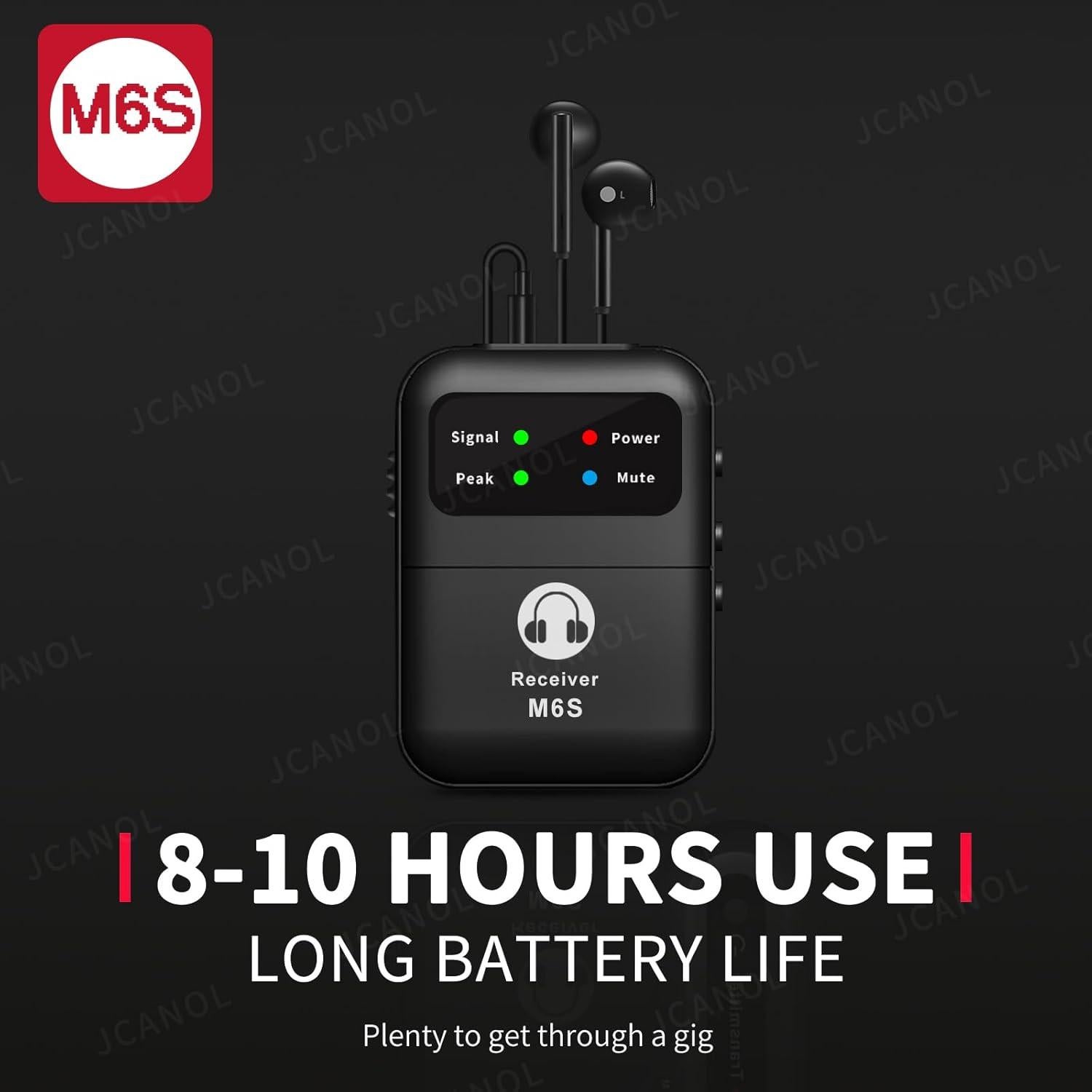 Sistema de Monitoreo In-Ear Inalámbrico JCANOL M6S 50m