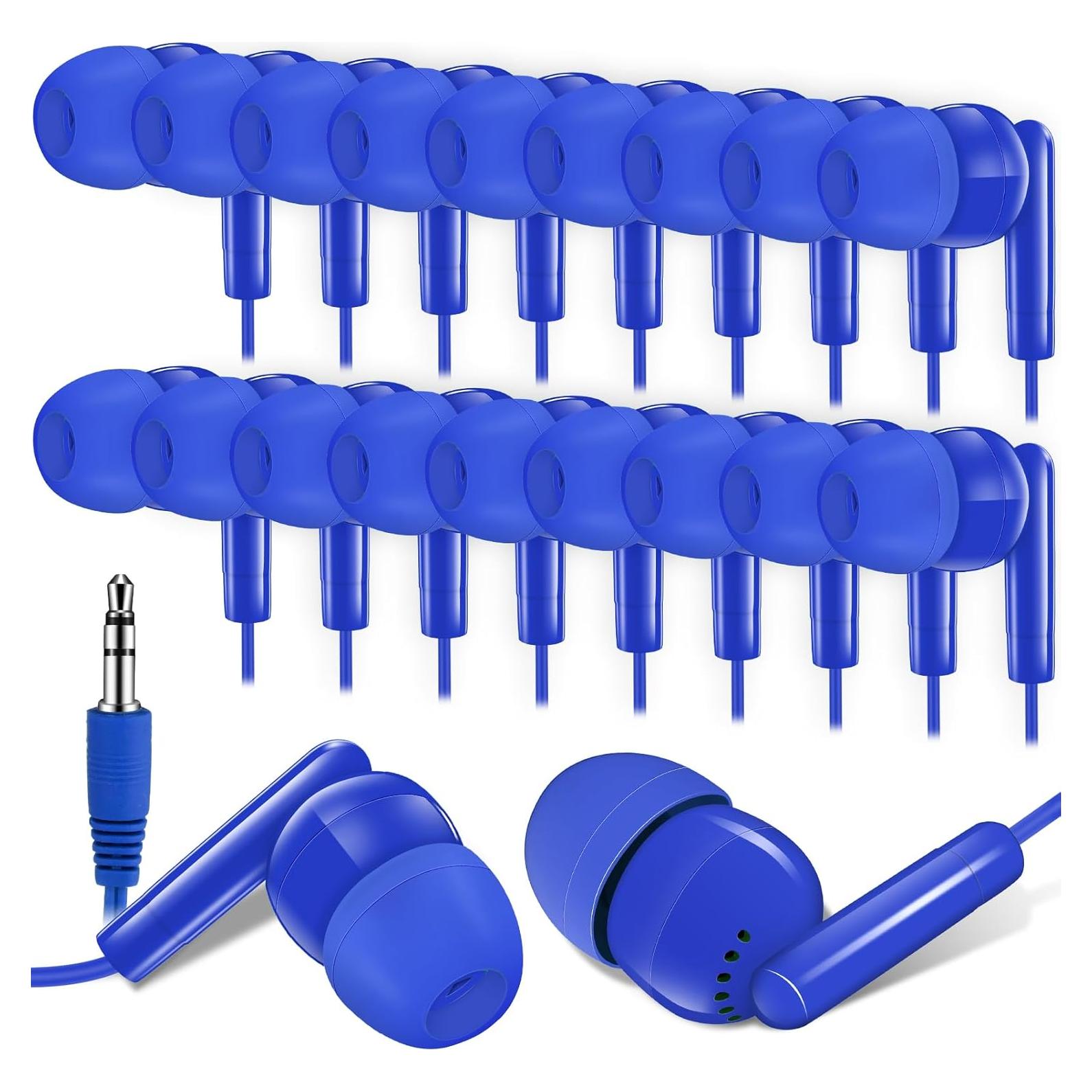 Auriculares Kanayu Earbud para Niños 100 Paquetes Azul 3.5mm