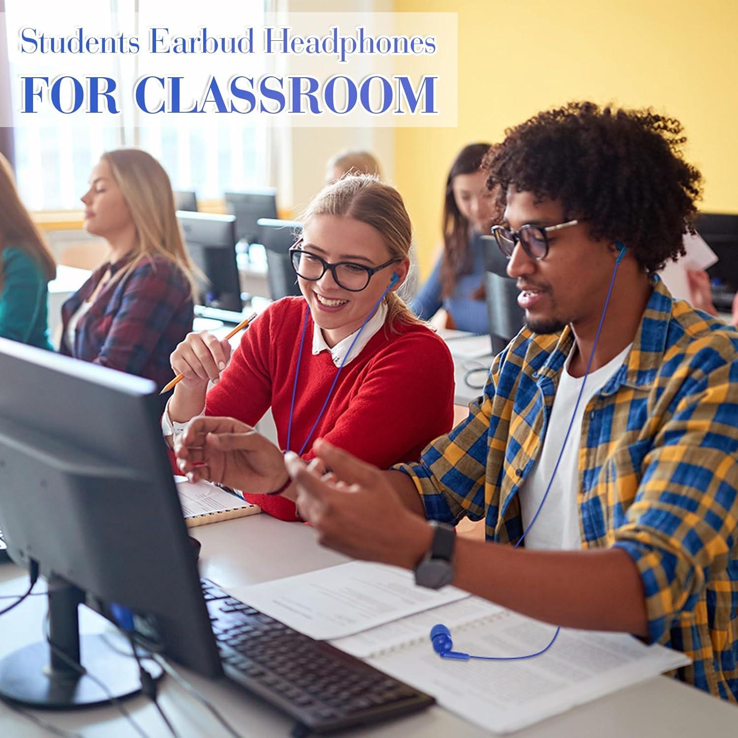 Auriculares Kanayu Earbud para Niños 100 Paquetes Azul 3.5mm