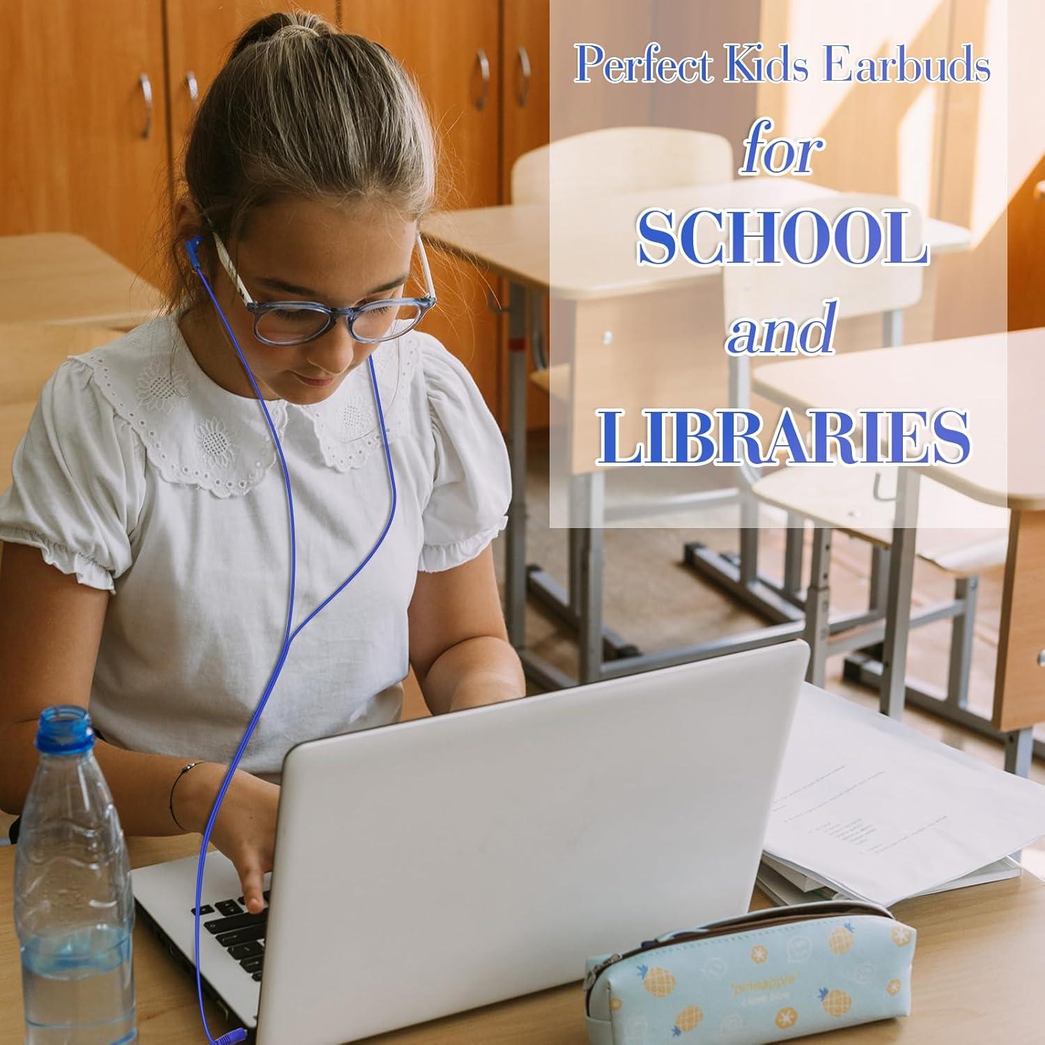 Auriculares Kanayu Earbud para Niños 100 Paquetes Azul 3.5mm