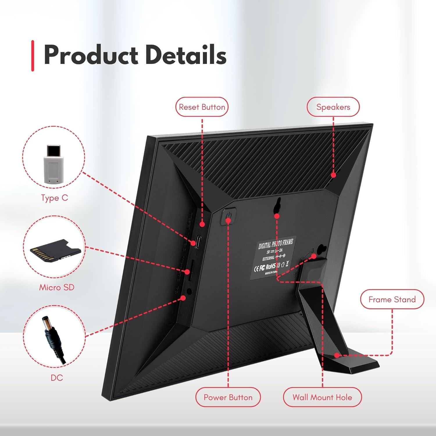 Marco de Foto Digital HC Honey Coco 10.1" HD Táctil Negro