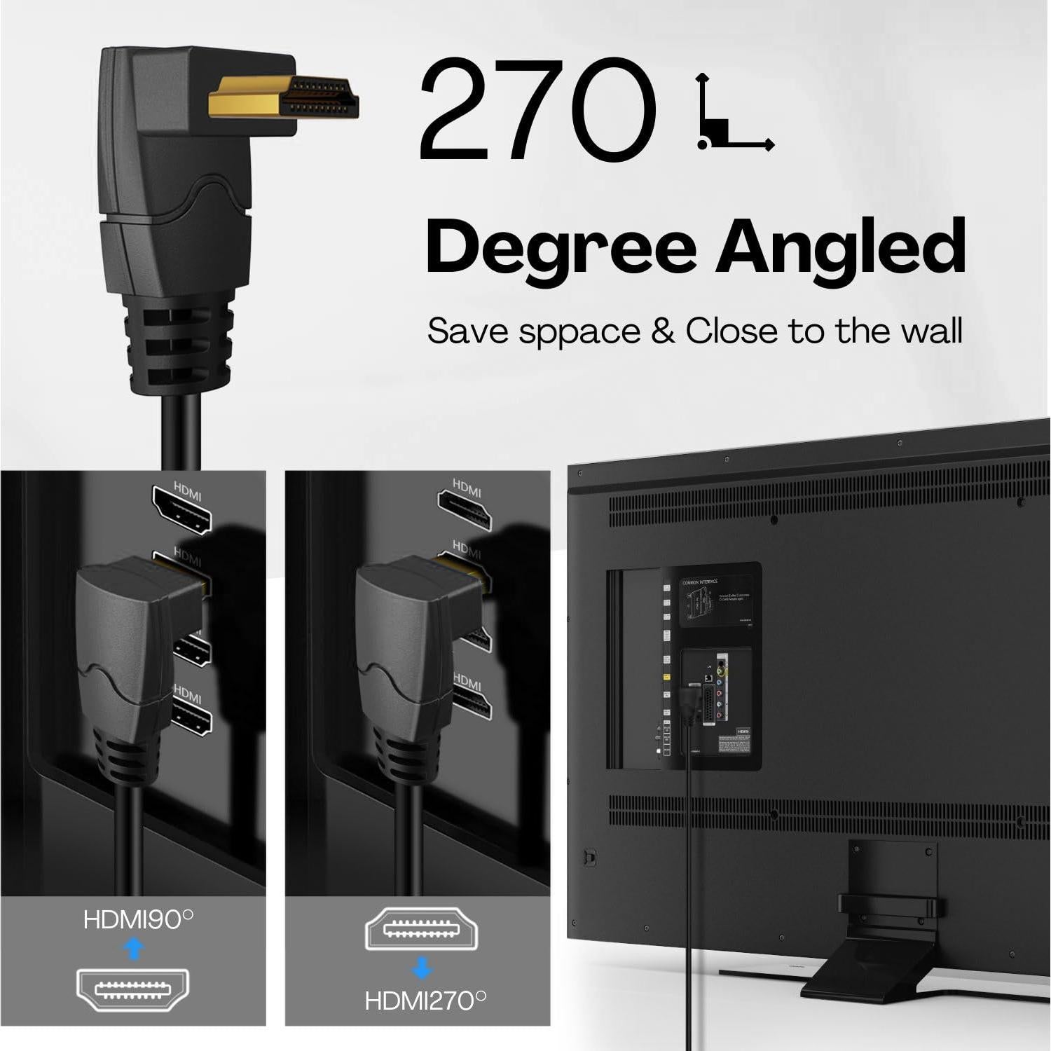Cable HDMI TNP 4K Ángulo Derecho 0.91m Alta Velocidad 18Gbps
