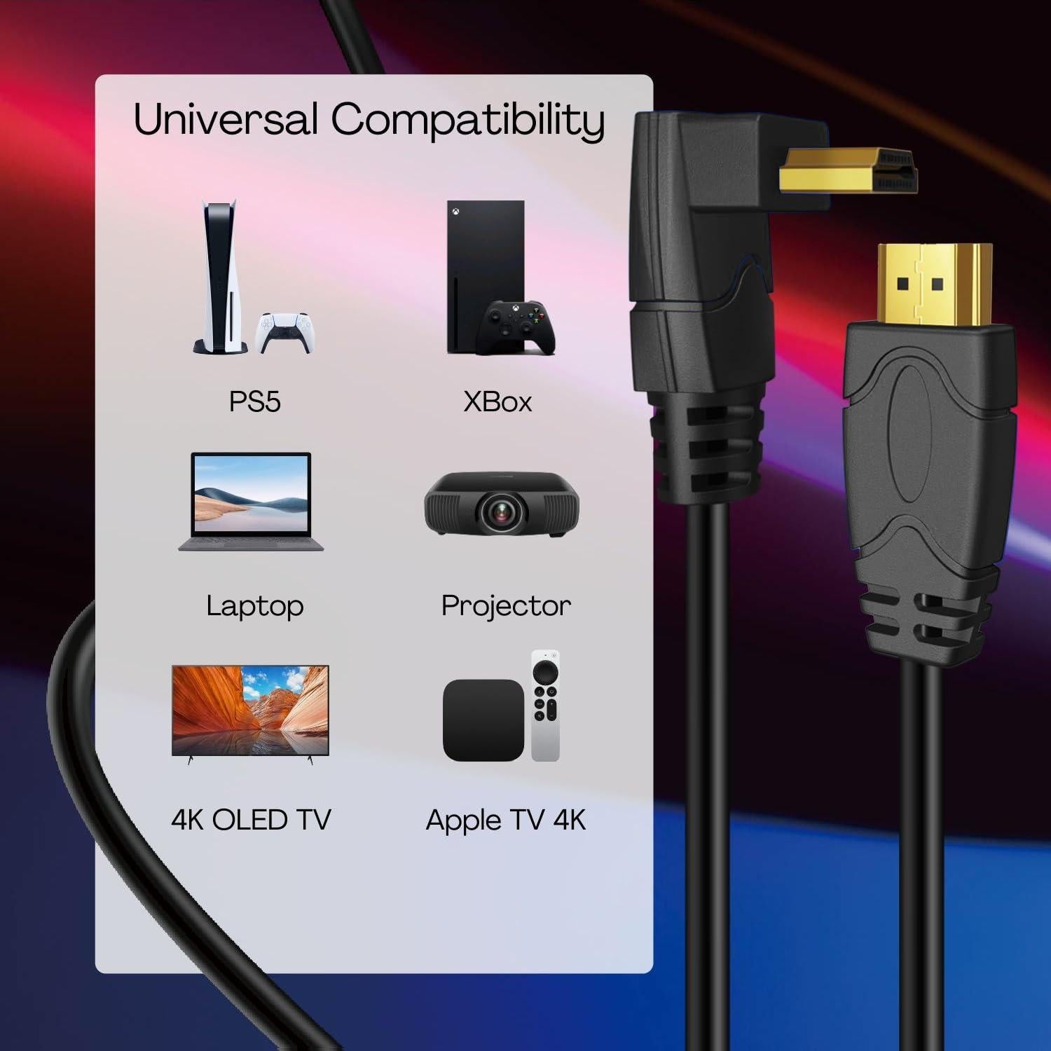 Cable HDMI TNP 4K Ángulo Derecho 0.91m Alta Velocidad 18Gbps