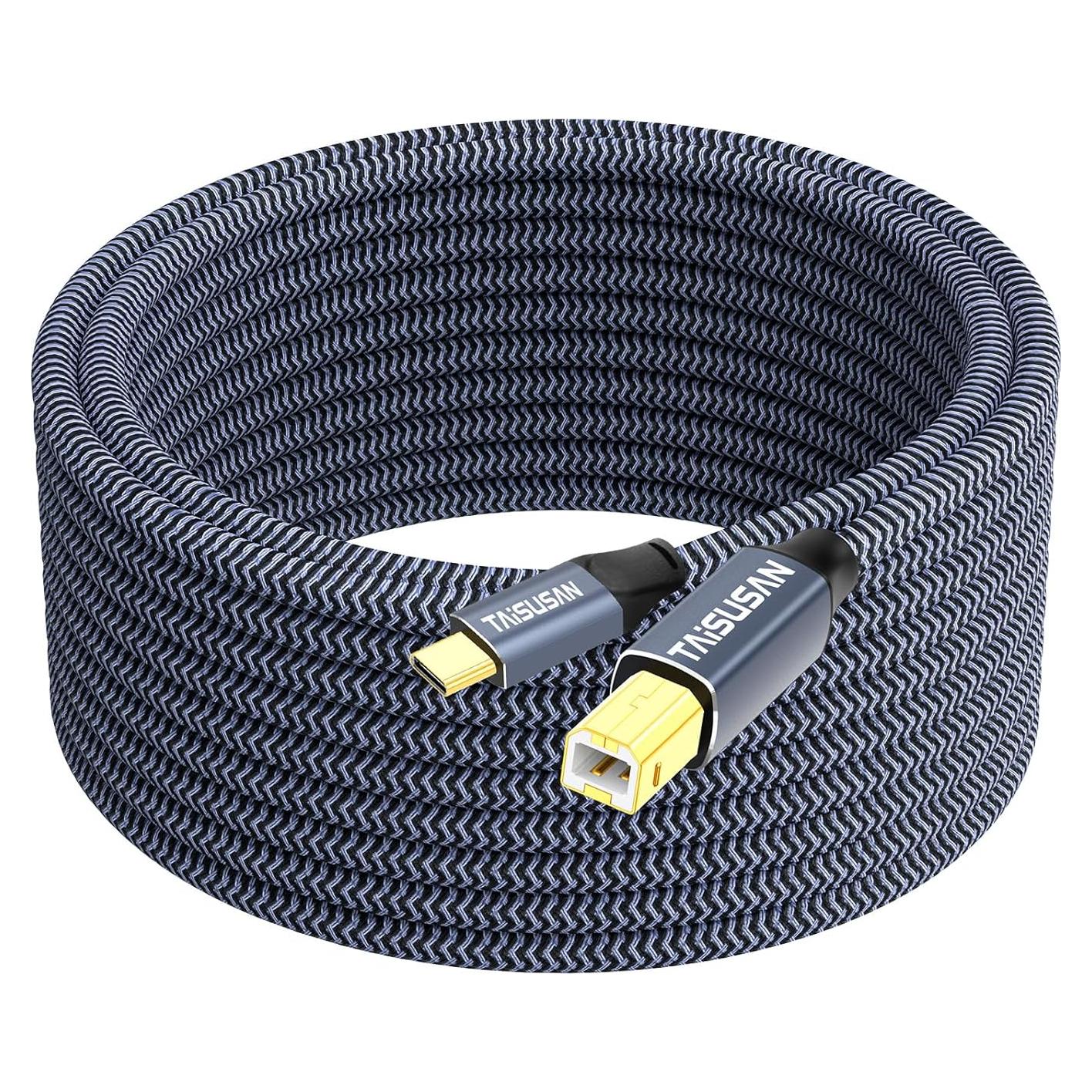 Cable de impresora USB C a B TAiSUSAN 1.83 m Gris