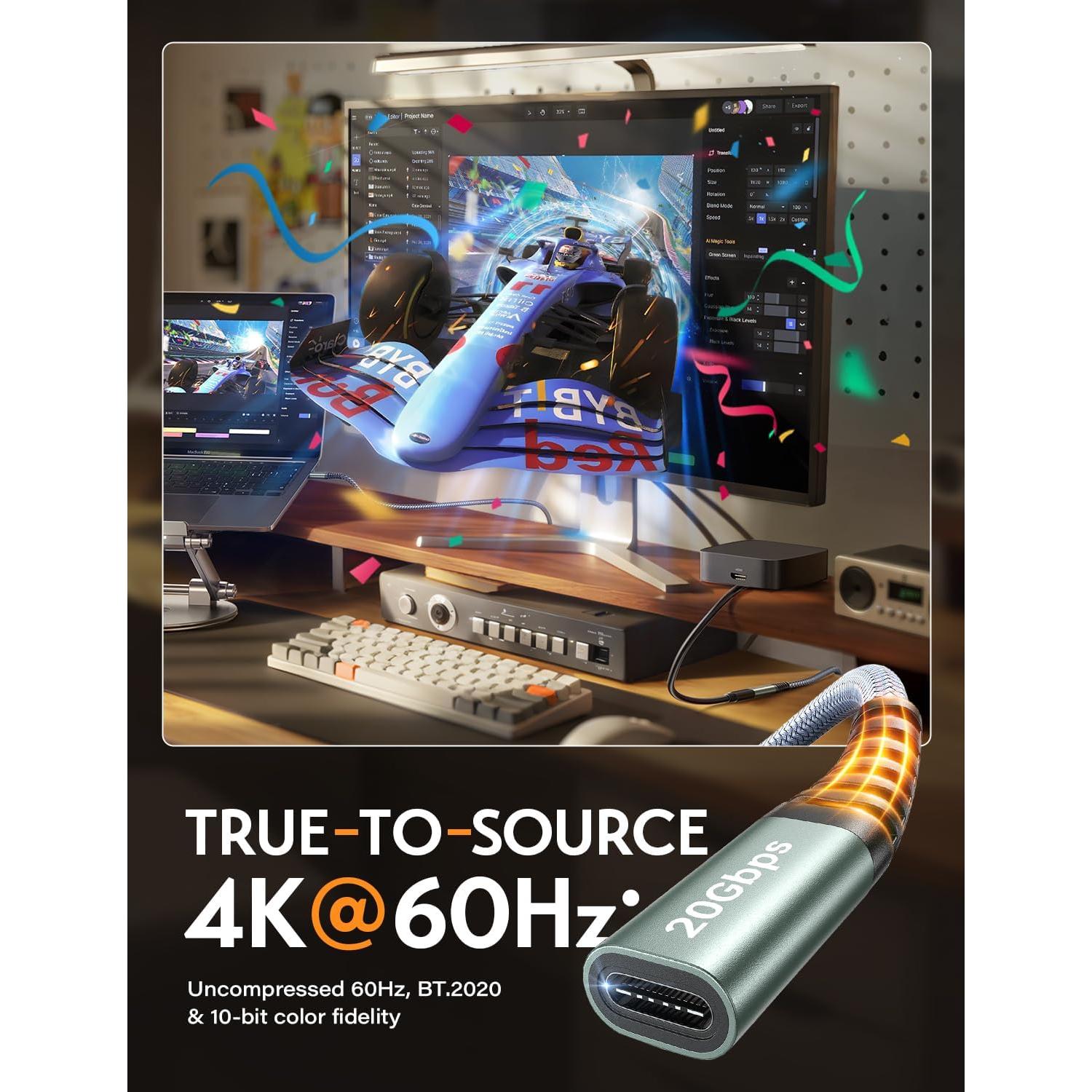 Cable de Extensión USB C AINOPE 2M 20Gbps 240W 4K Gris