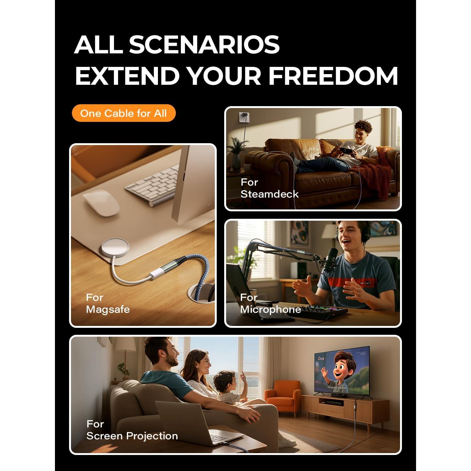 Cable de Extensión USB C AINOPE 2M 20Gbps 240W 4K Gris