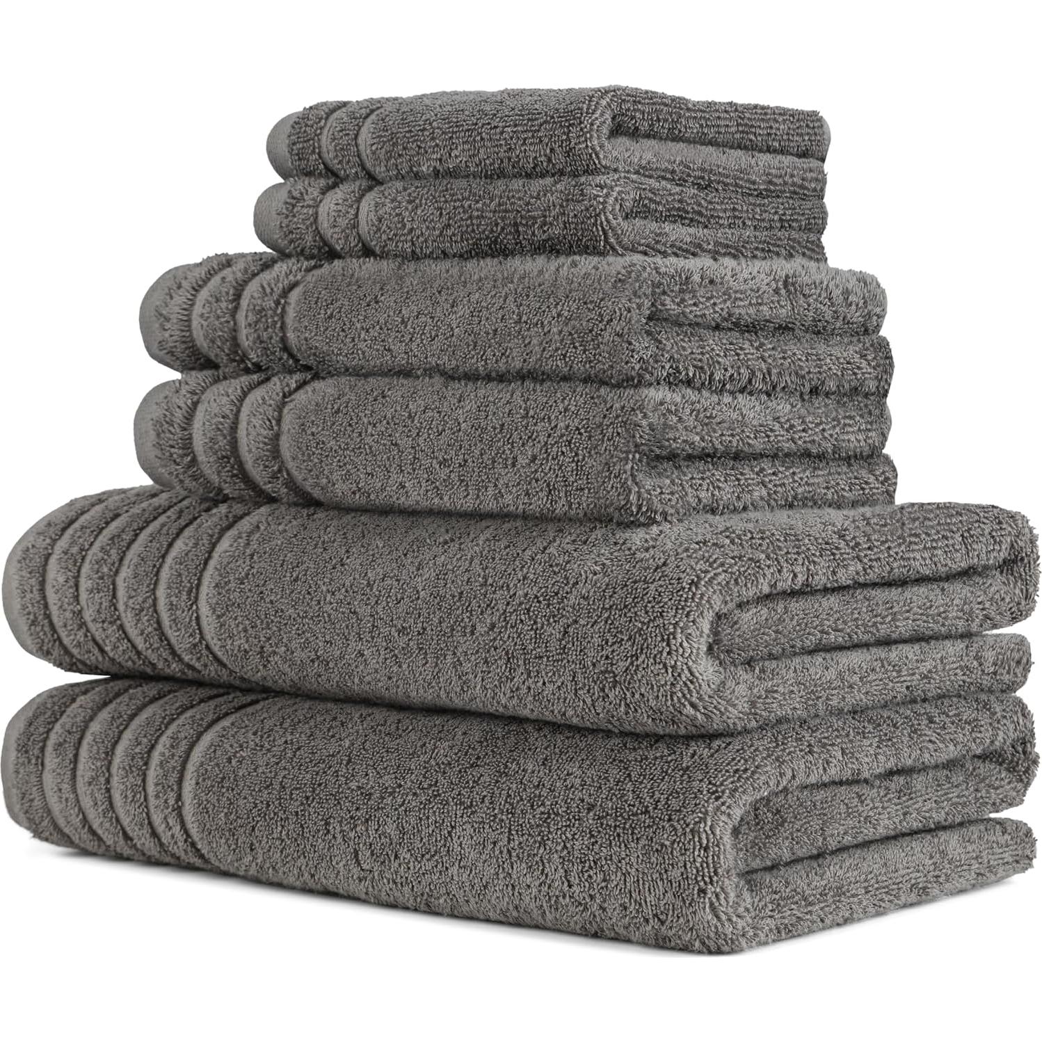 Juego de Toallas de Lujo 100% Algodón Turco Black & White 6 Piezas