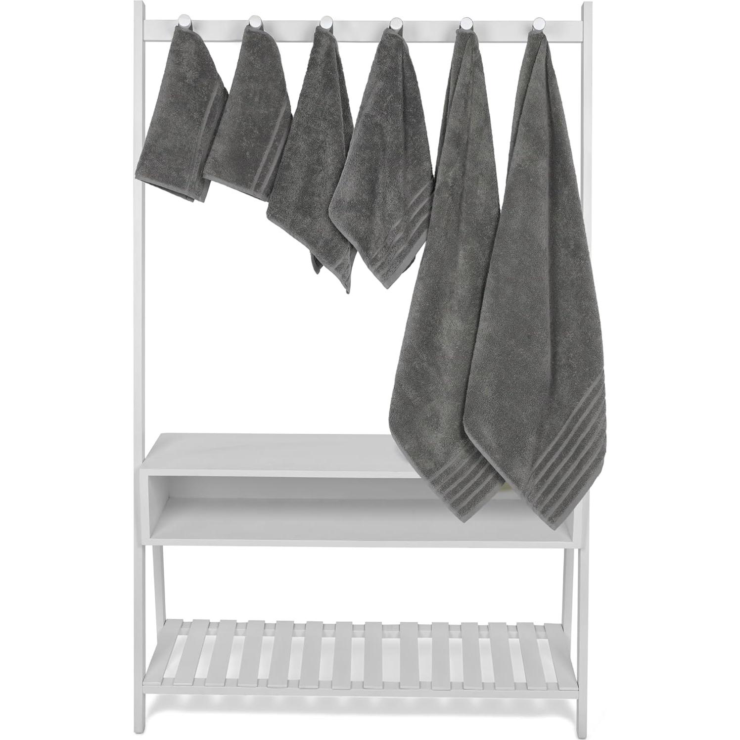 Juego de Toallas de Lujo 100% Algodón Turco Black & White 6 Piezas