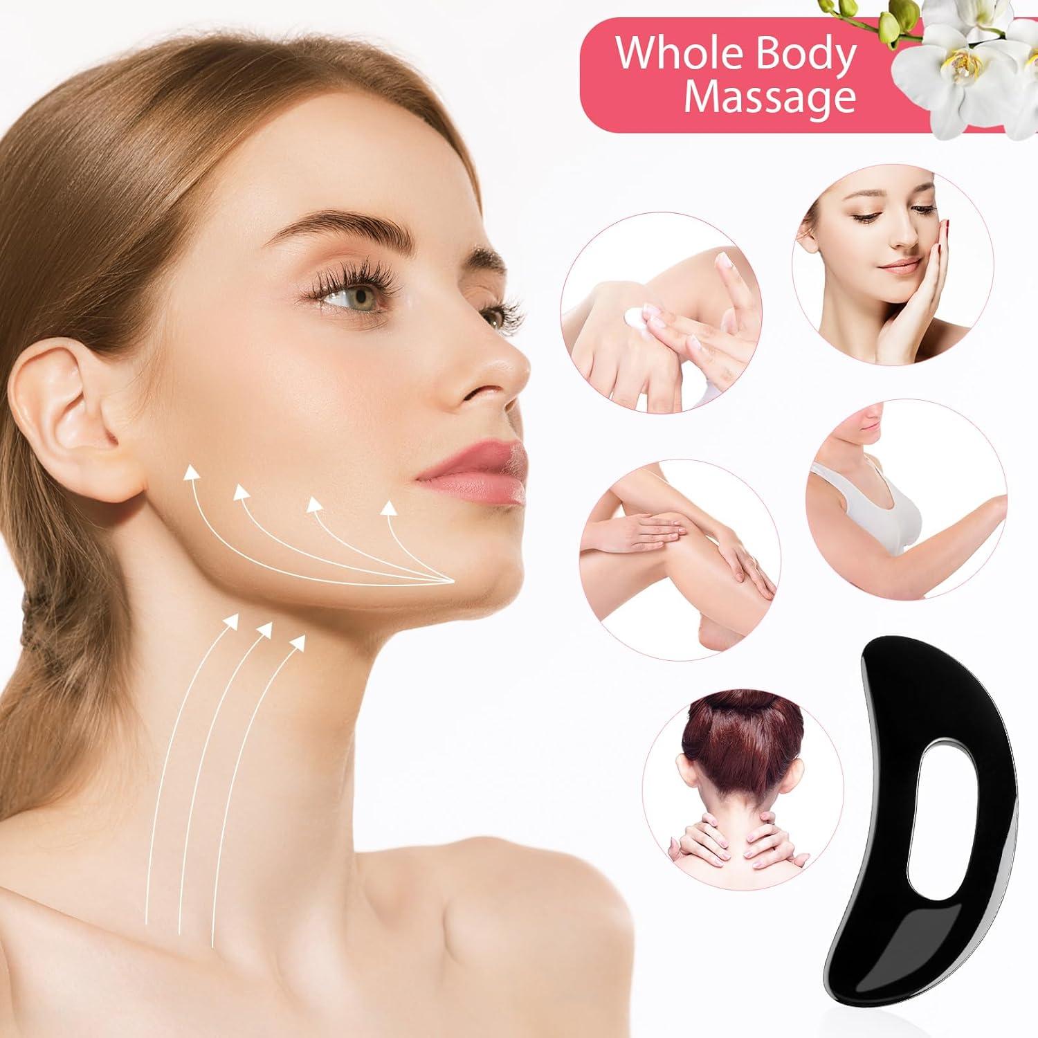 Set 5 Piezas Gua Sha Treela Jade y Resina para Masaje Facial y Corporal