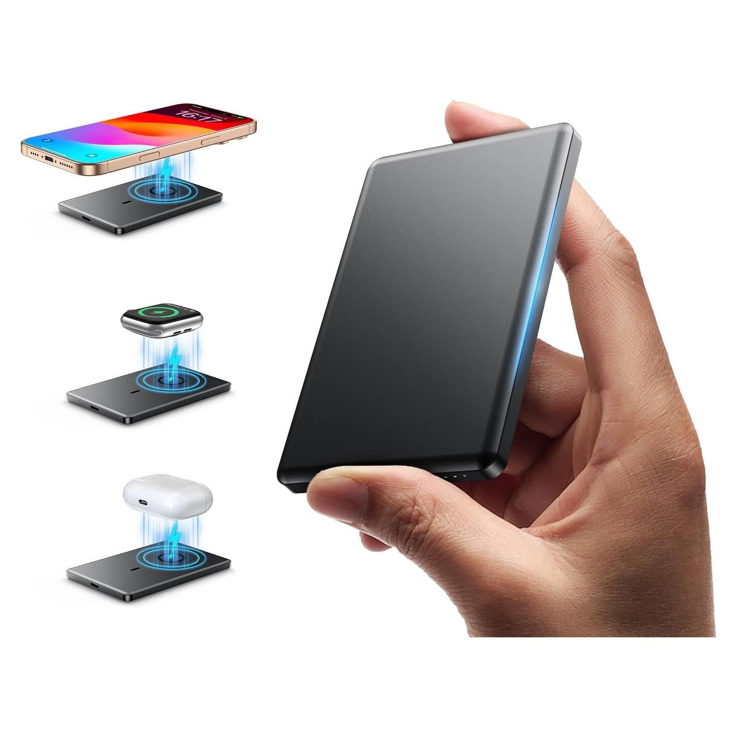 Cargador Portátil Magnético 5000mAh Inalámbrico USB-C Negro