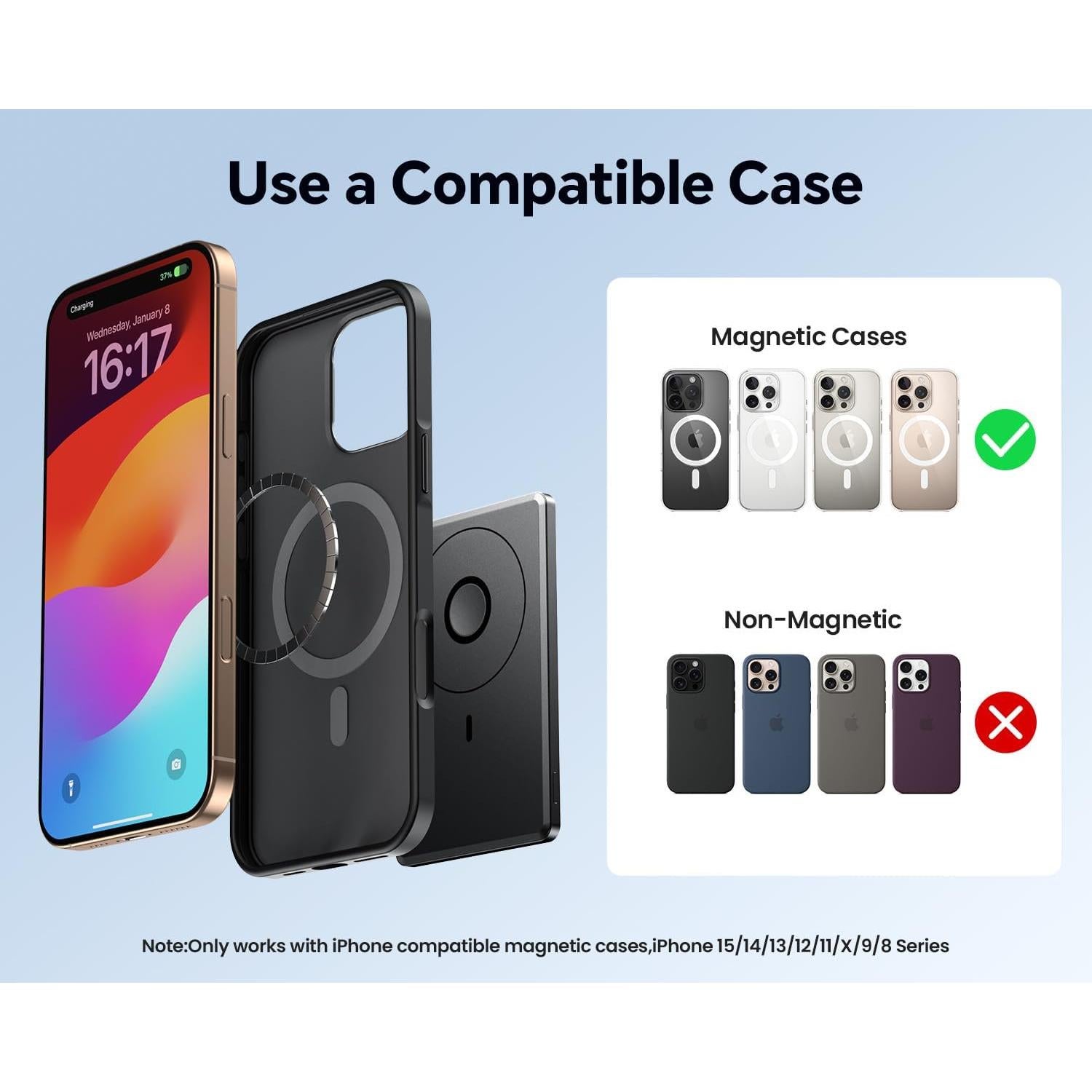 Cargador Portátil Magnético 5000mAh Inalámbrico USB-C Negro