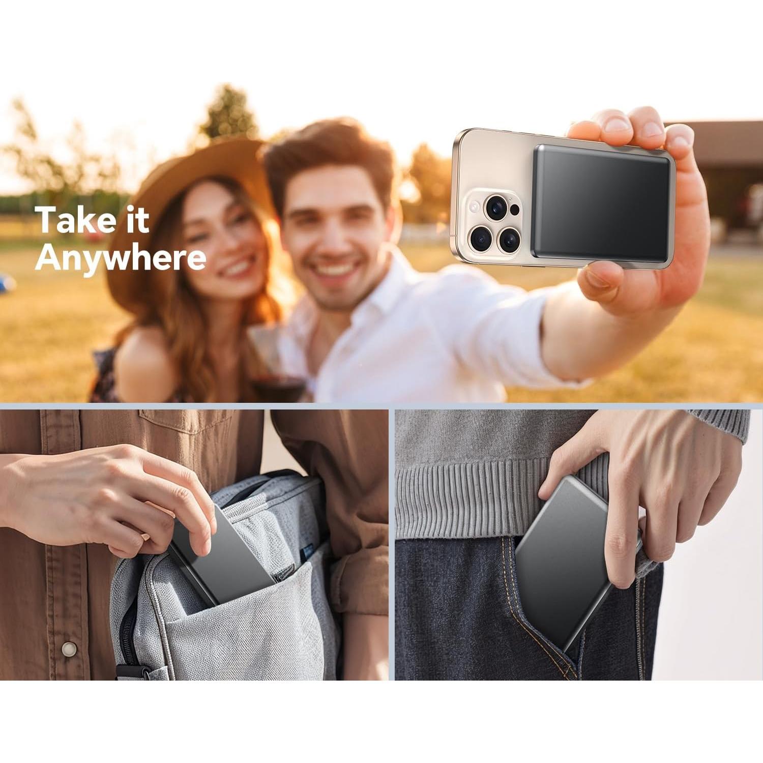 Cargador Portátil Magnético 5000mAh Inalámbrico USB-C Negro