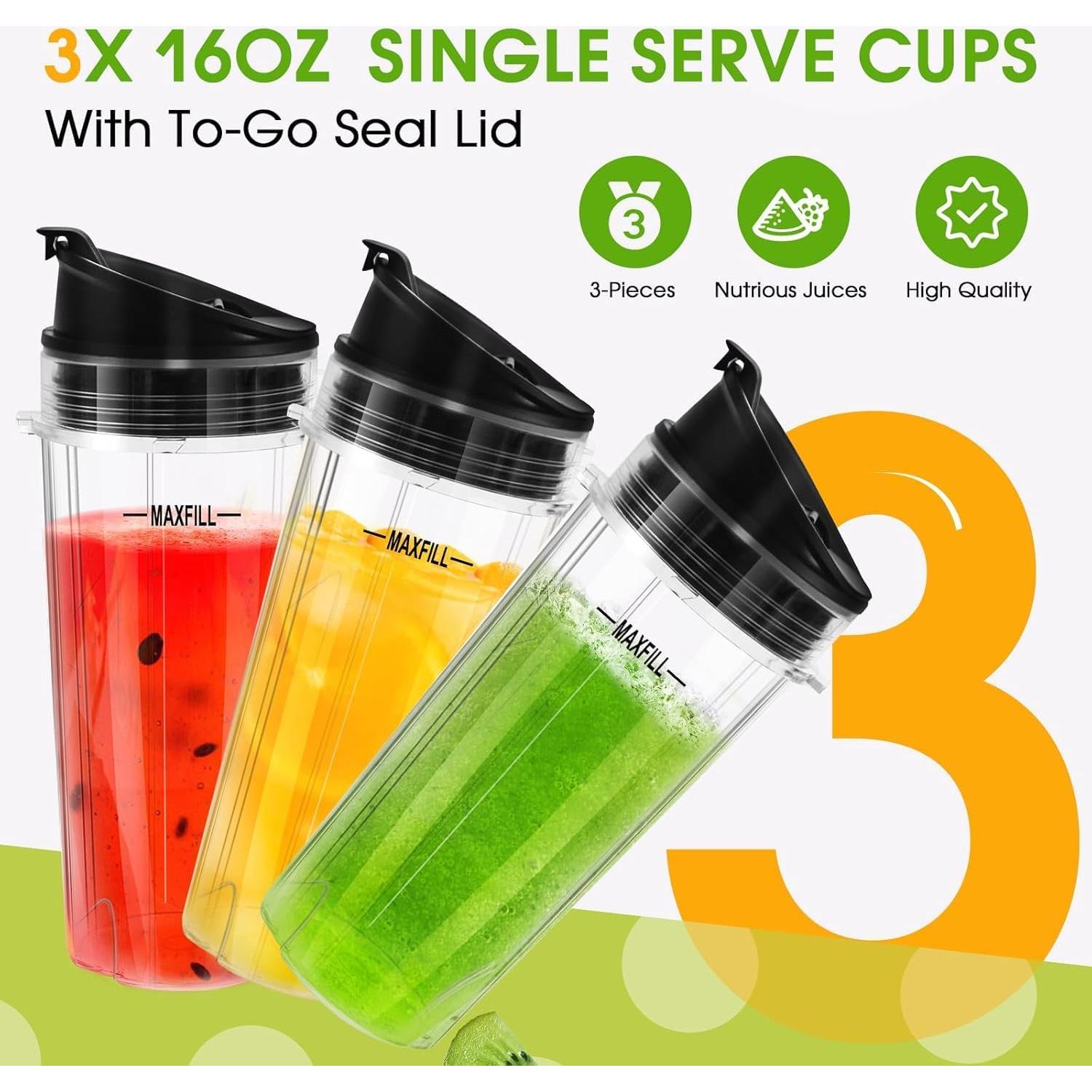 Tazas de Reemplazo 16oz para Licuadora Ninja UBYNID - Paquete de 3