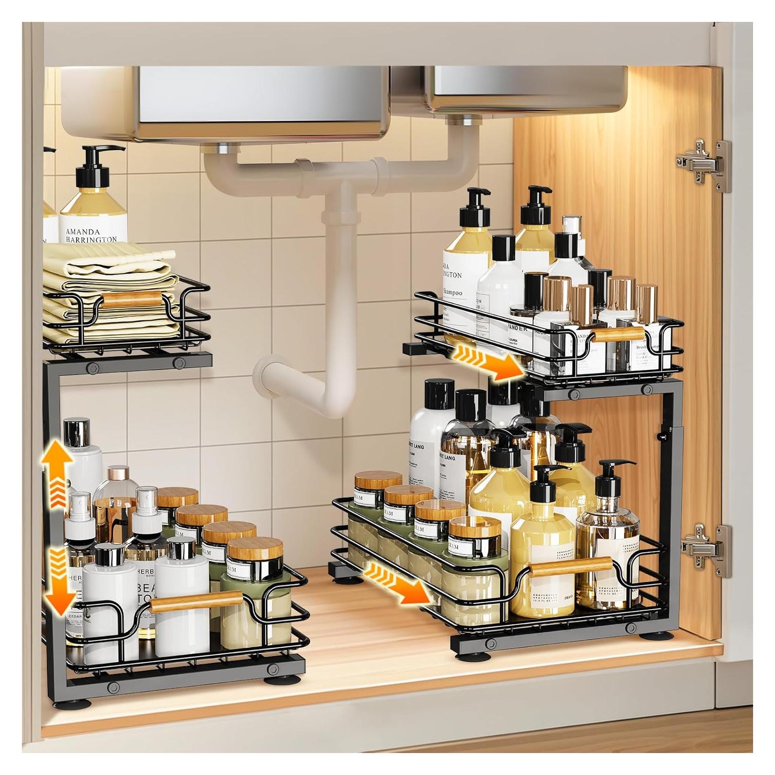 Organizador Bajo Fregadero JYPS 2 Niveles Ajustable Negro