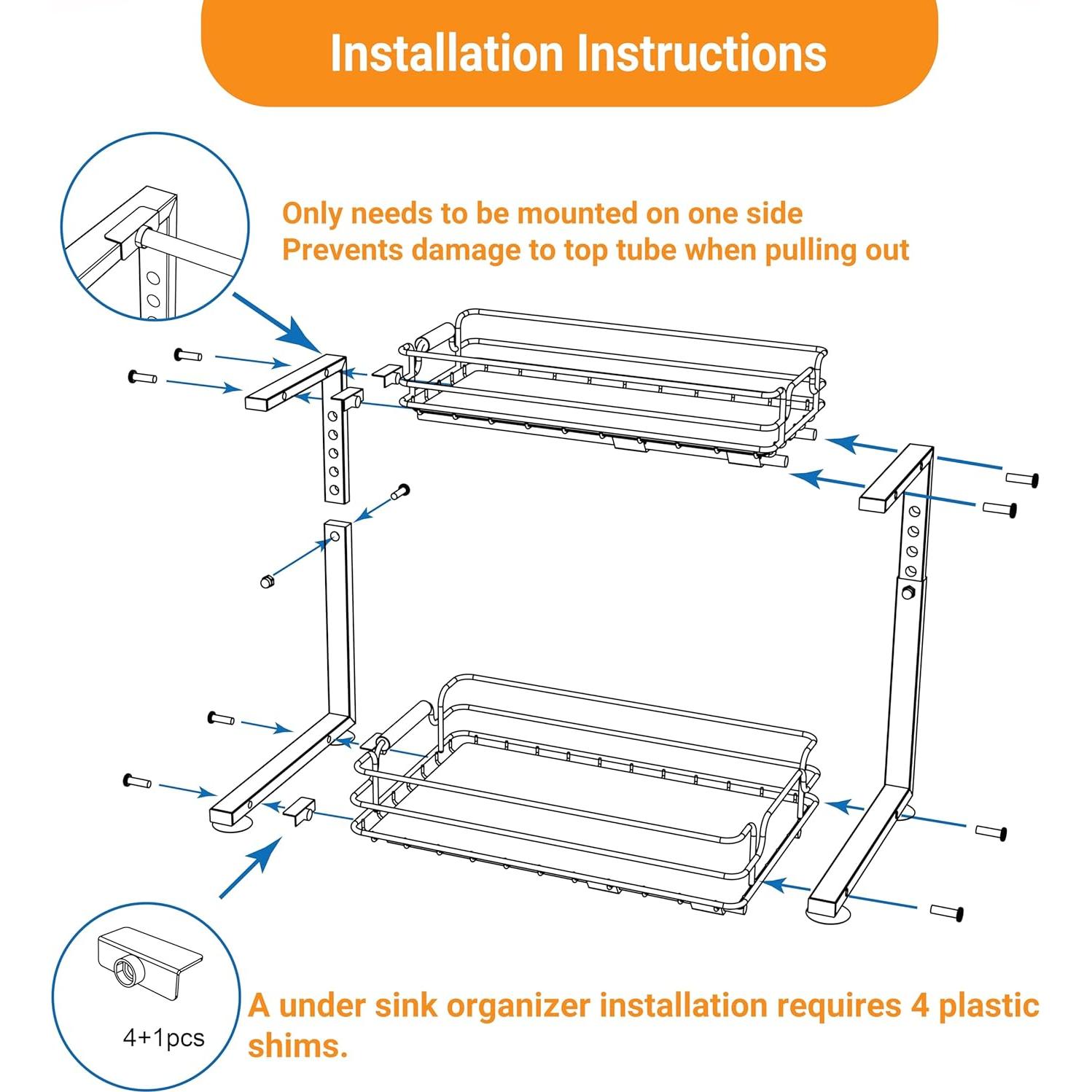Organizador Bajo Fregadero JYPS 2 Niveles Ajustable Negro
