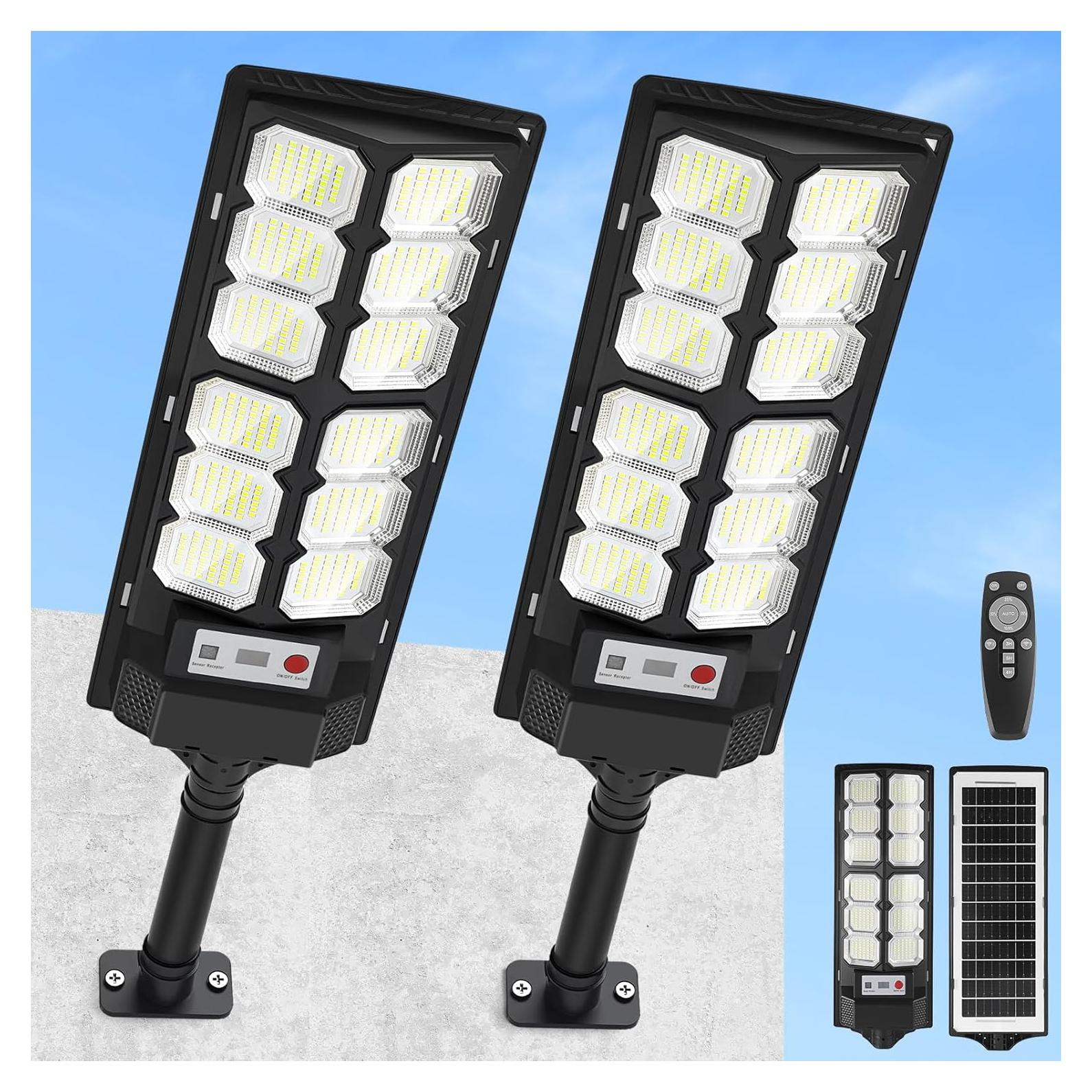 Paquete de 2 Luces Solares de Calle CNOIJUTS 13000LM IP65