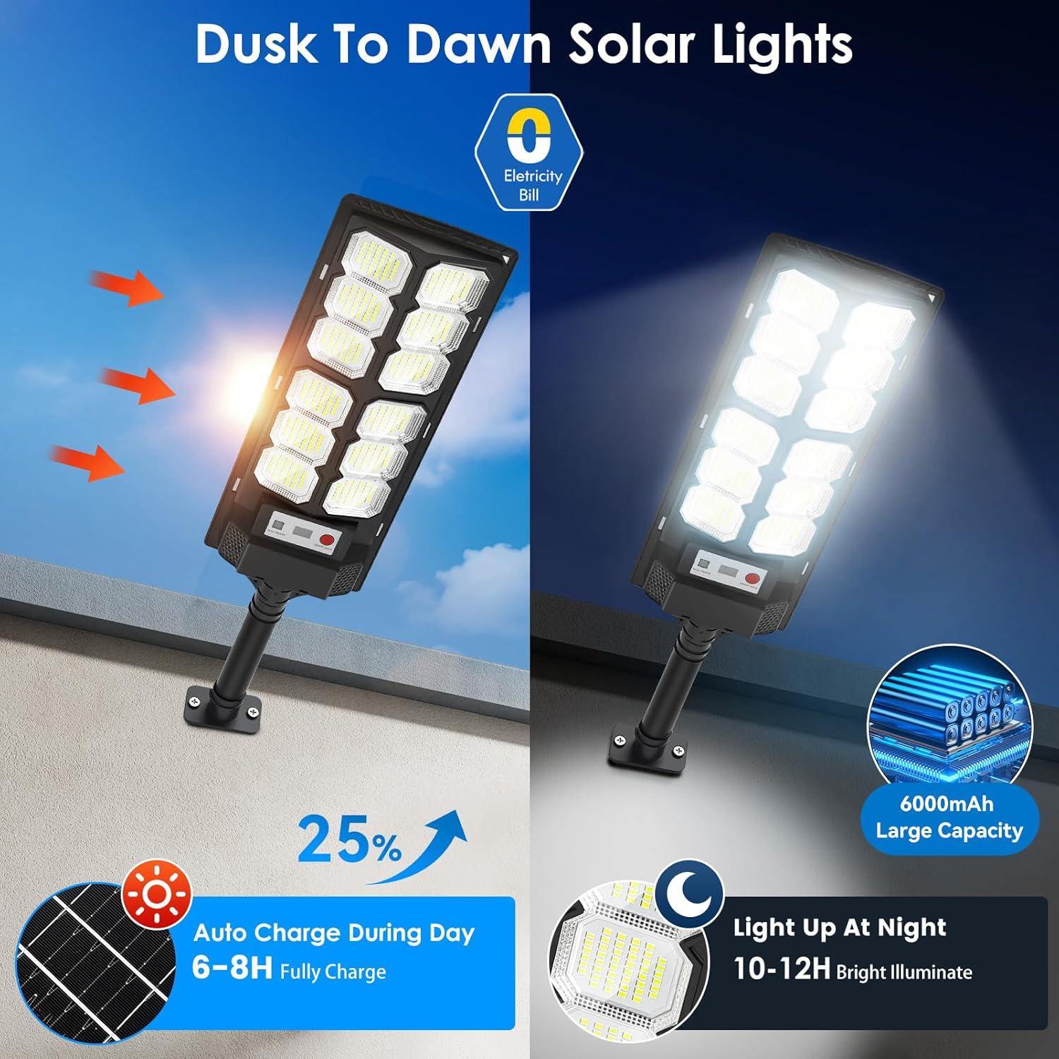 Paquete de 2 Luces Solares de Calle CNOIJUTS 13000LM IP65