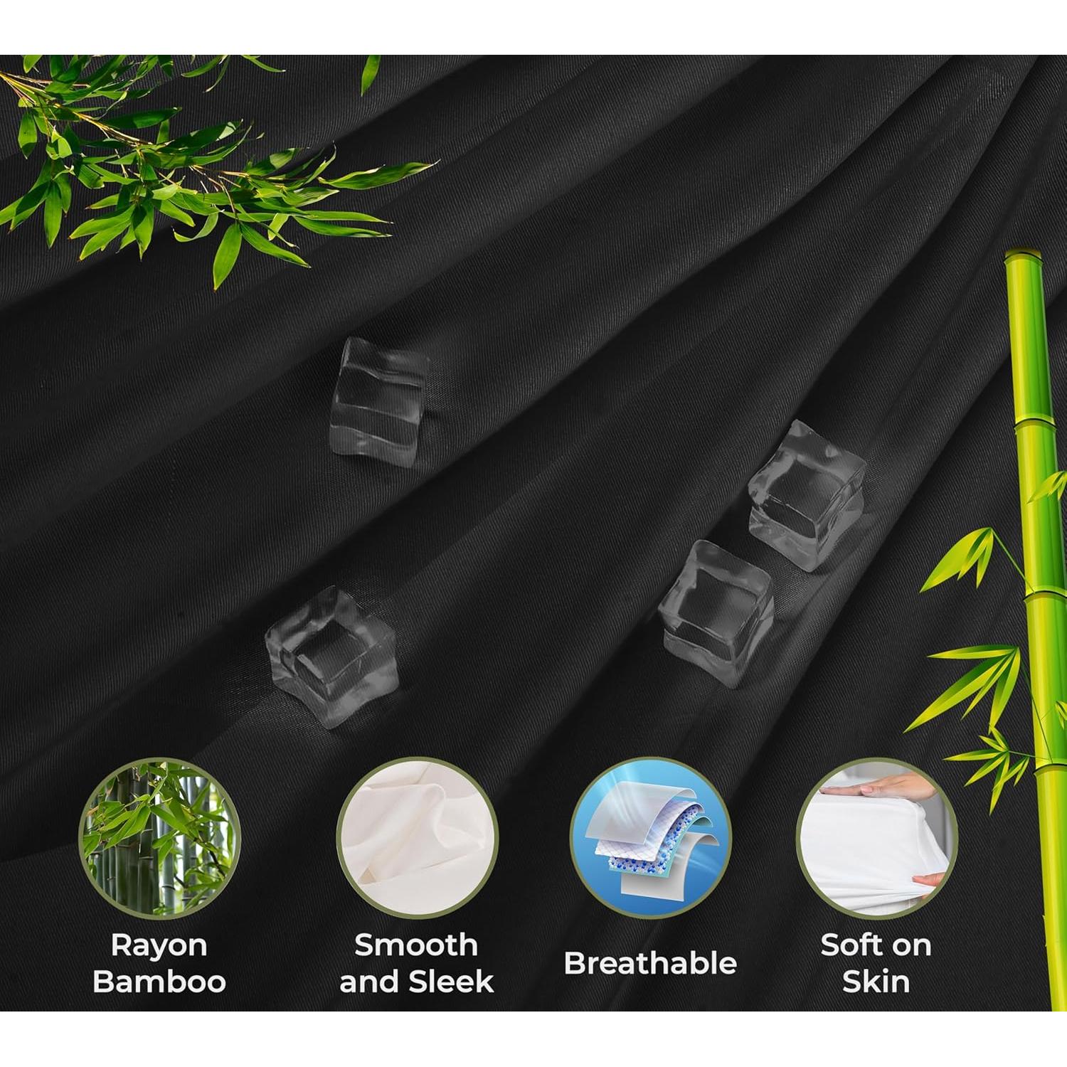 Sábana Ajustable Royale de Viscosa de Bambú Individual Negra