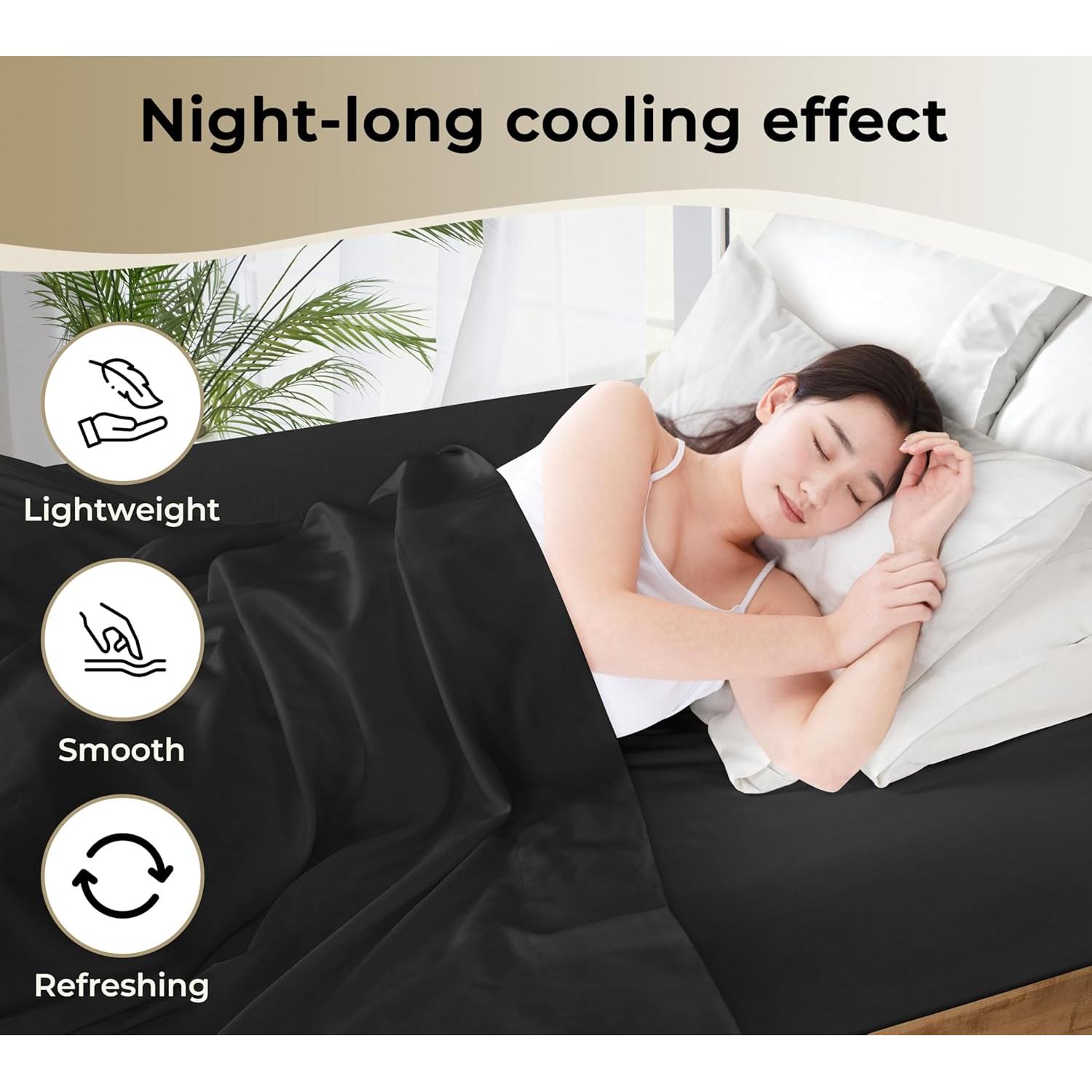 Sábana Ajustable Royale de Viscosa de Bambú Individual Negra