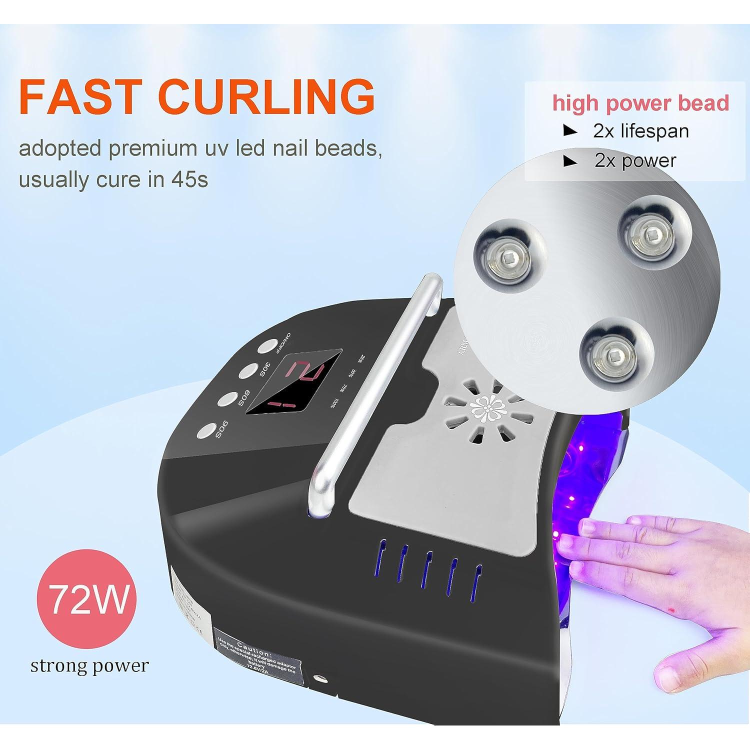 Lámpara de Uñas Inalámbrica OBEGOO UV LED 5200mAh Negra